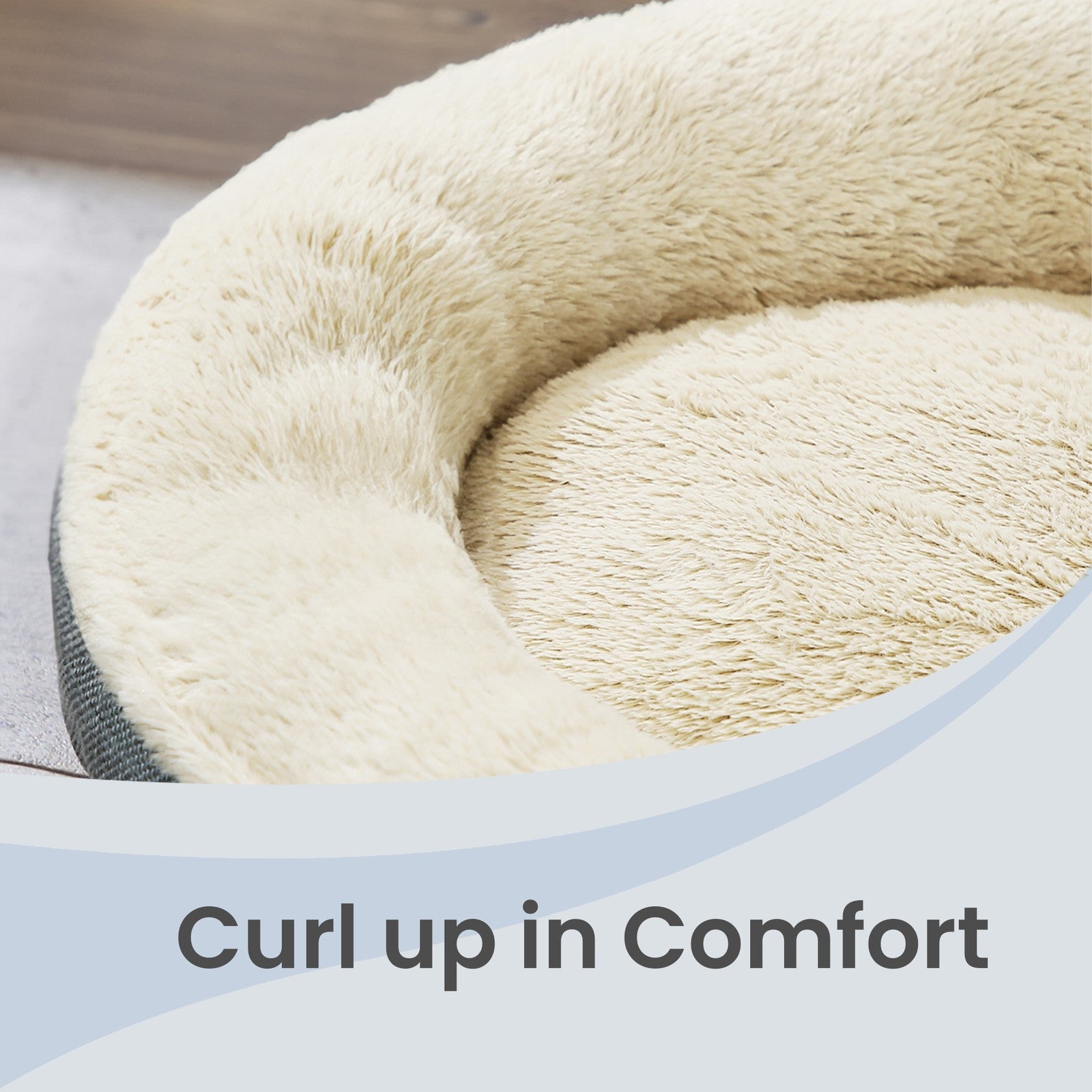 Donut Dog Bed - 55 - Linen-Look Fabric - Plush & Memory Foam Filling