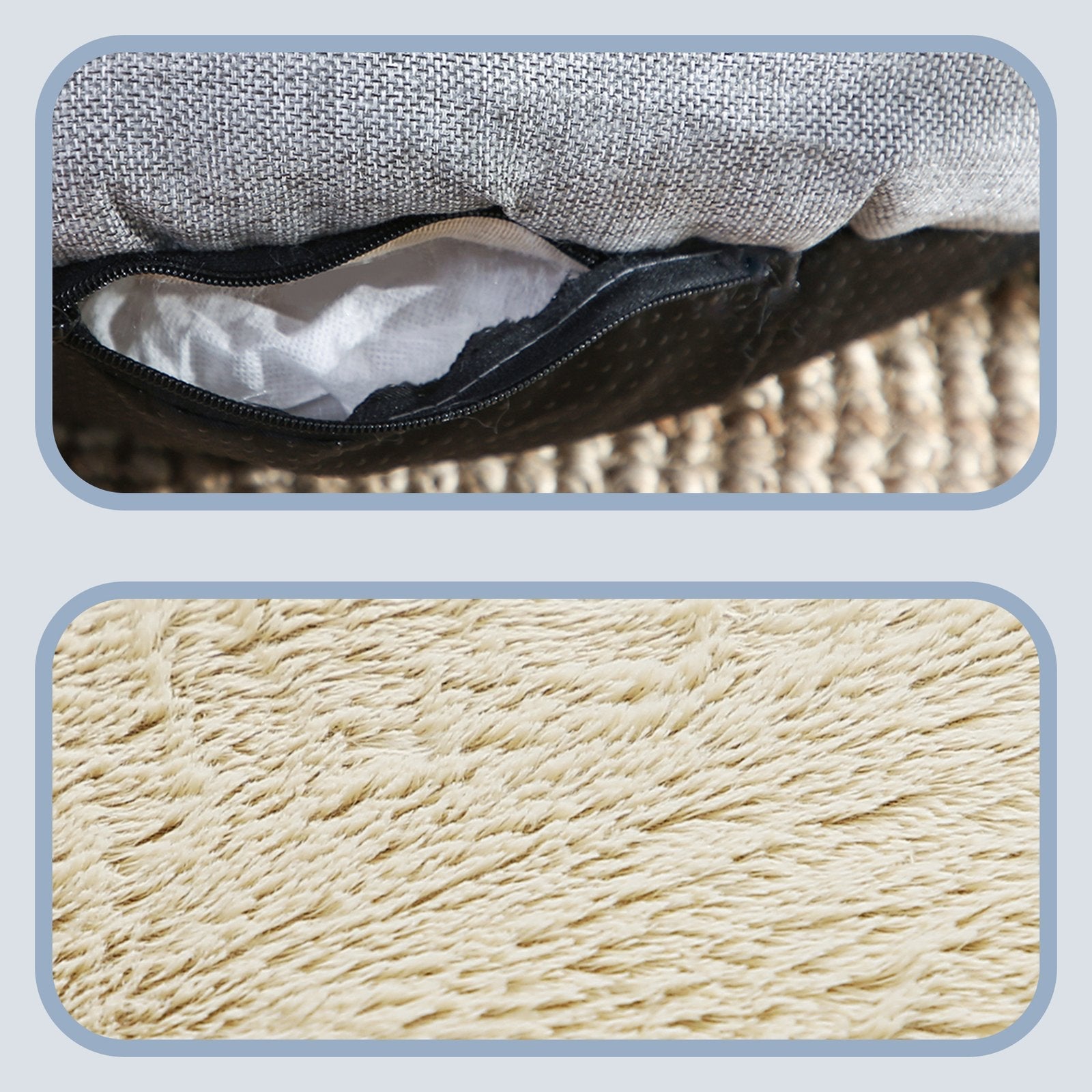 Donut Dog Bed - 55 - Linen-Look Fabric - Plush & Memory Foam Filling