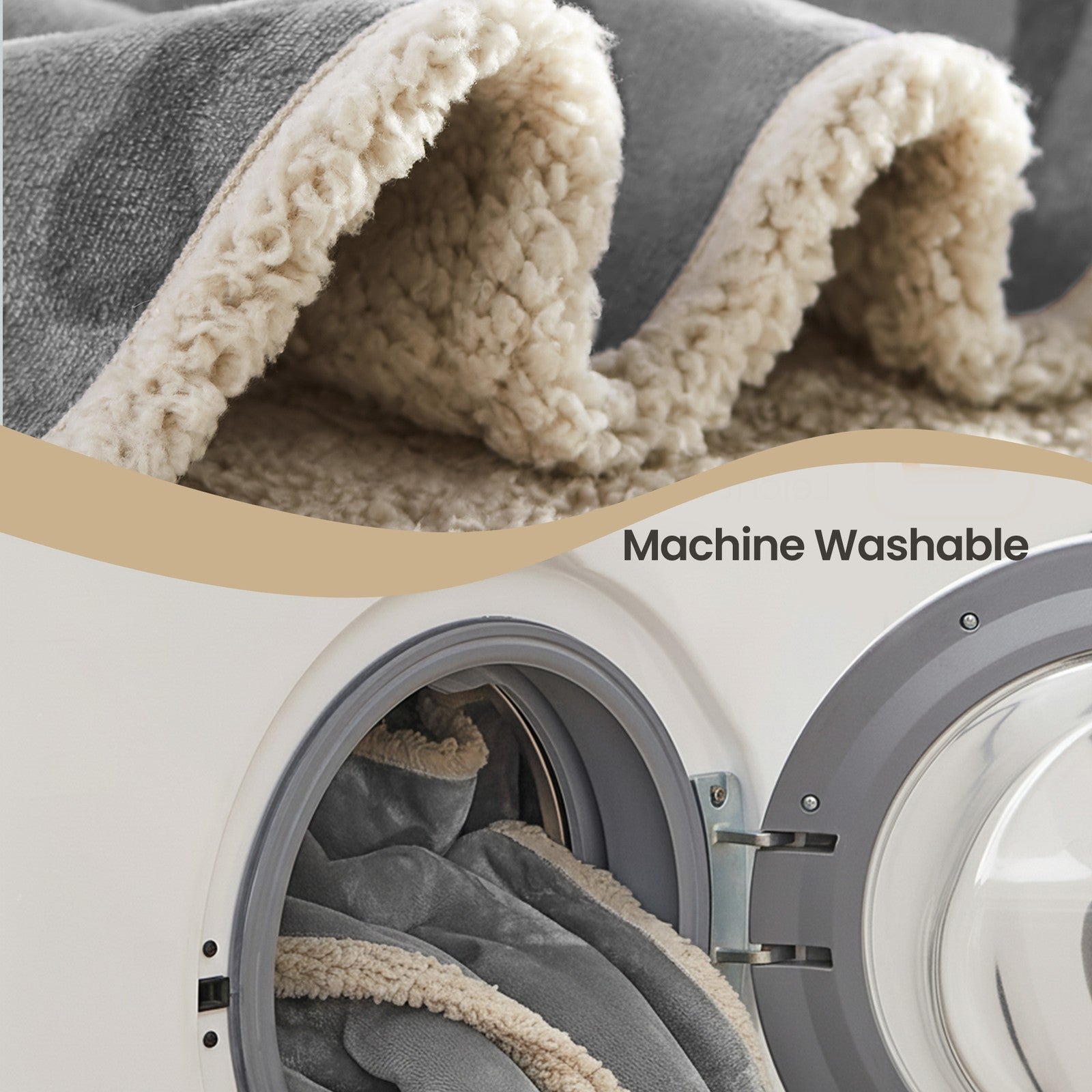 Waterproof Dog Blanket - Sherpa Fabric and TPU Film - Grey