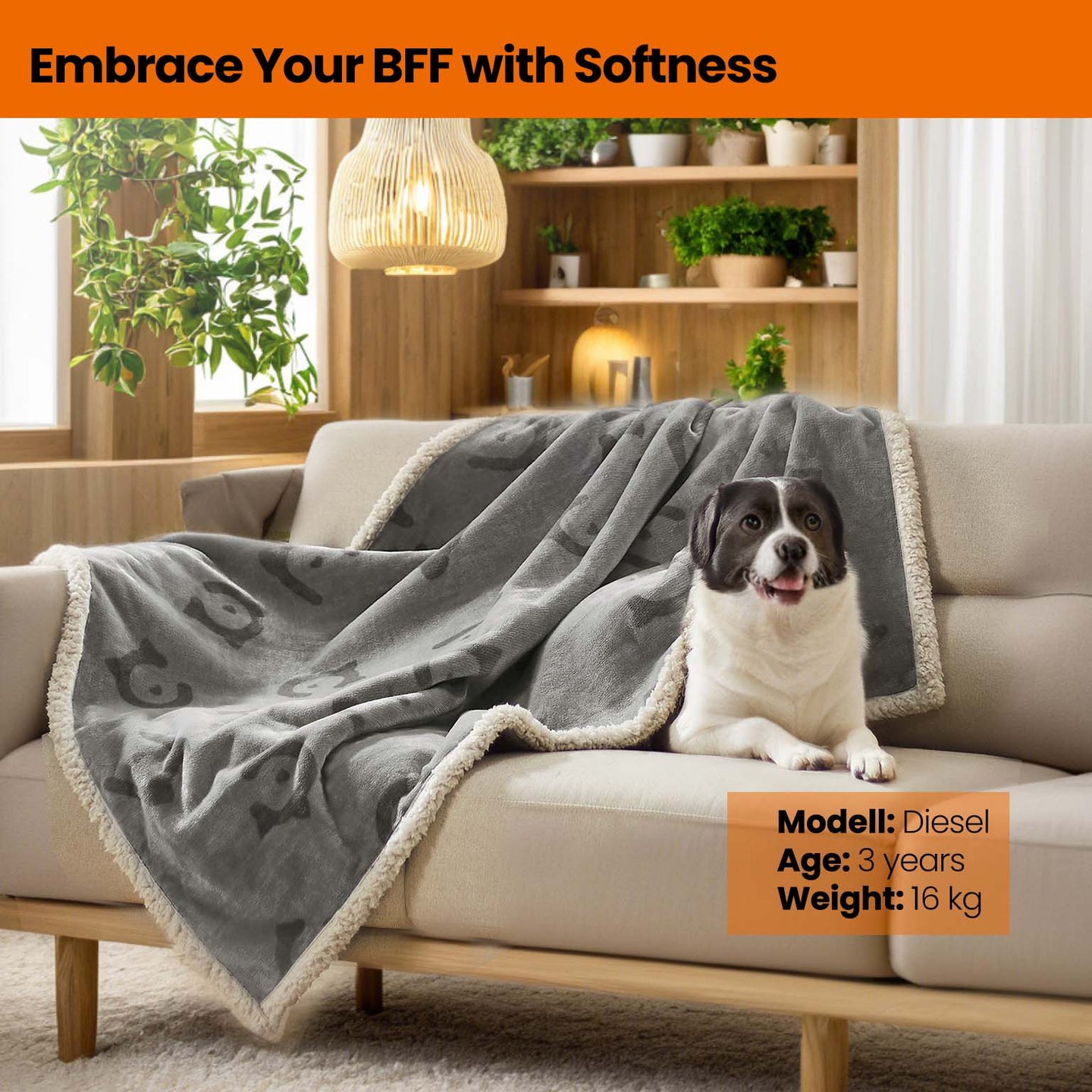 Waterproof Dog Blanket - Grey - Sherpa Fleece