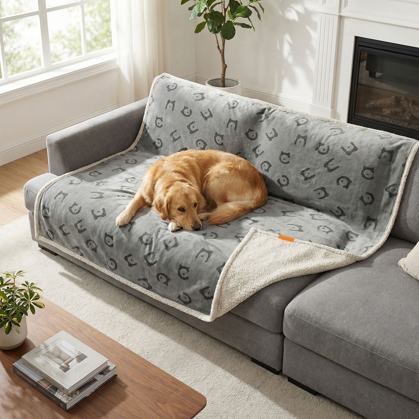 Waterproof Dog Blanket - Sherpa Fabric and TPU Film - Grey
