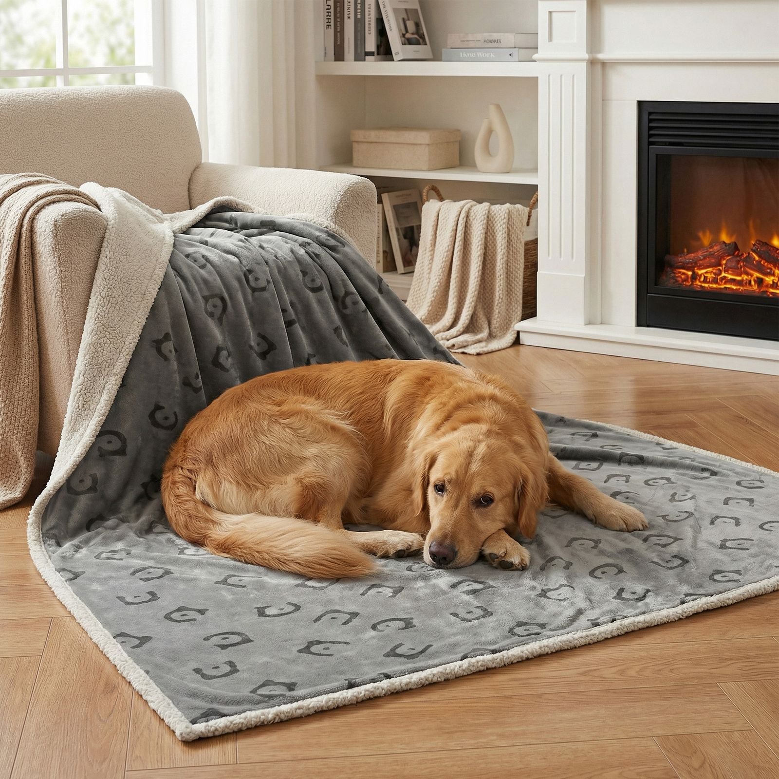 Waterproof Dog Blanket - Sherpa Fabric and TPU Film - Grey