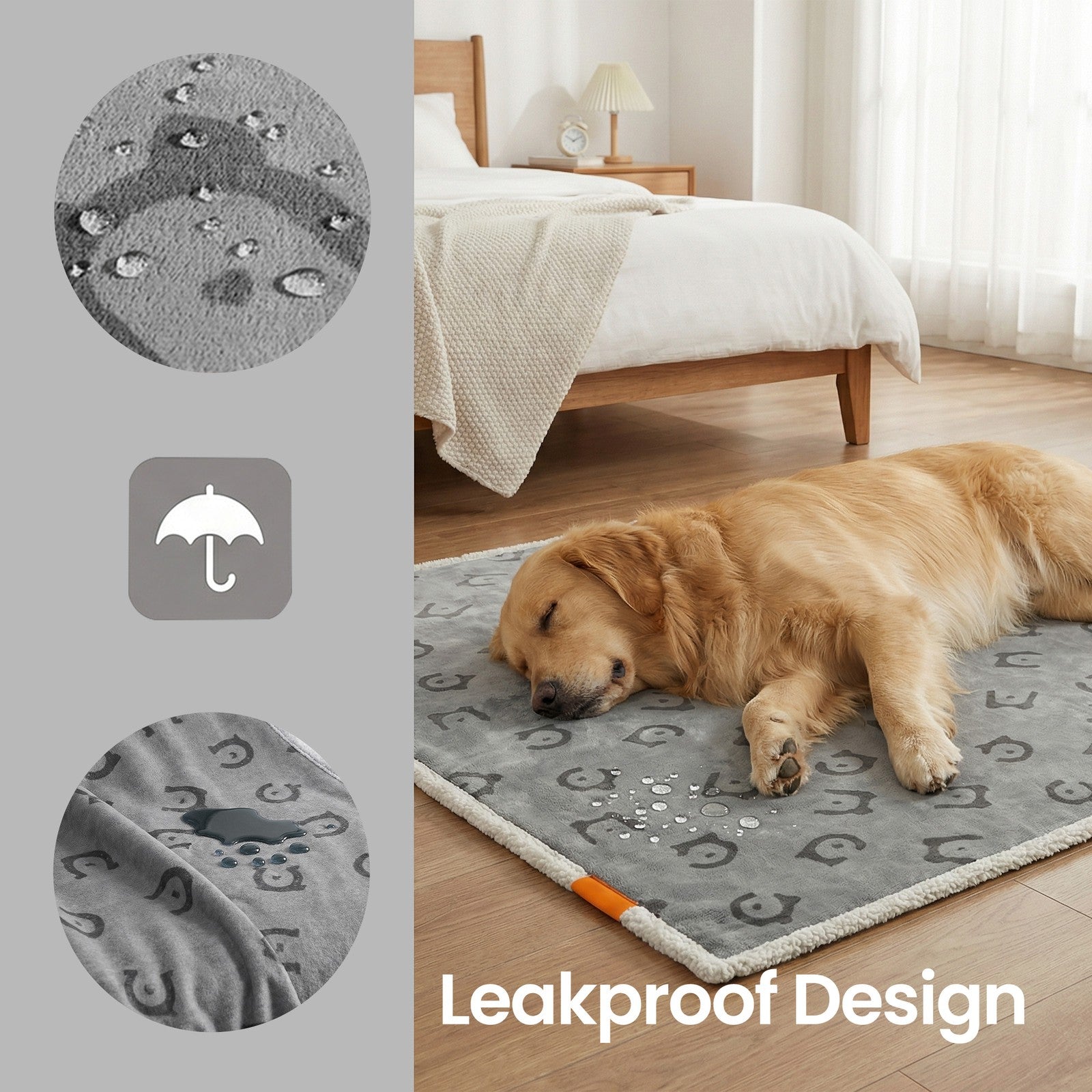 Waterproof Dog Blanket - Sherpa Fabric and TPU Film - Grey