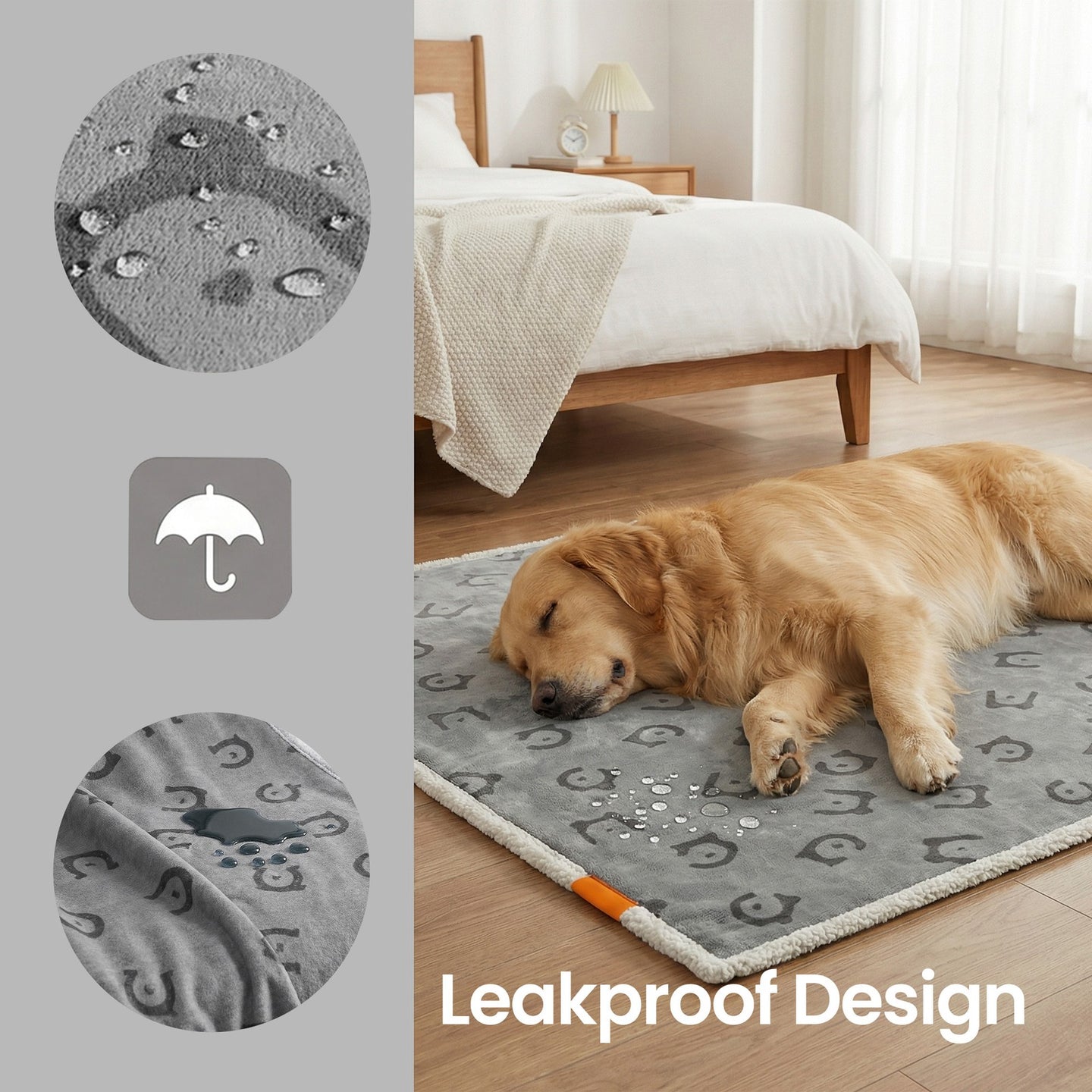 Waterproof Dog Blanket - Sherpa Fabric and TPU Film - Grey