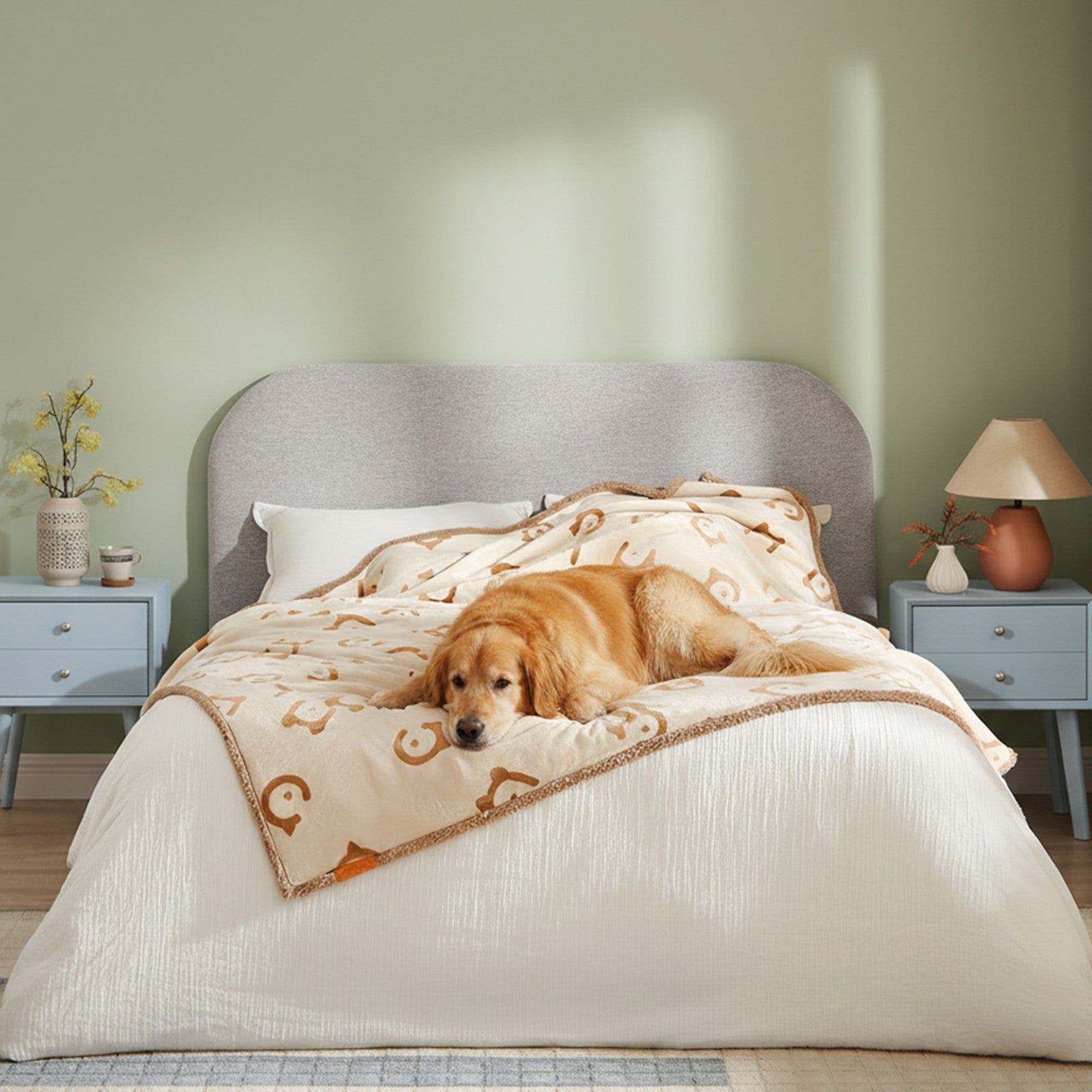 Waterproof Dog Blanket - Sherpa Fabric and TPU Film - Beige