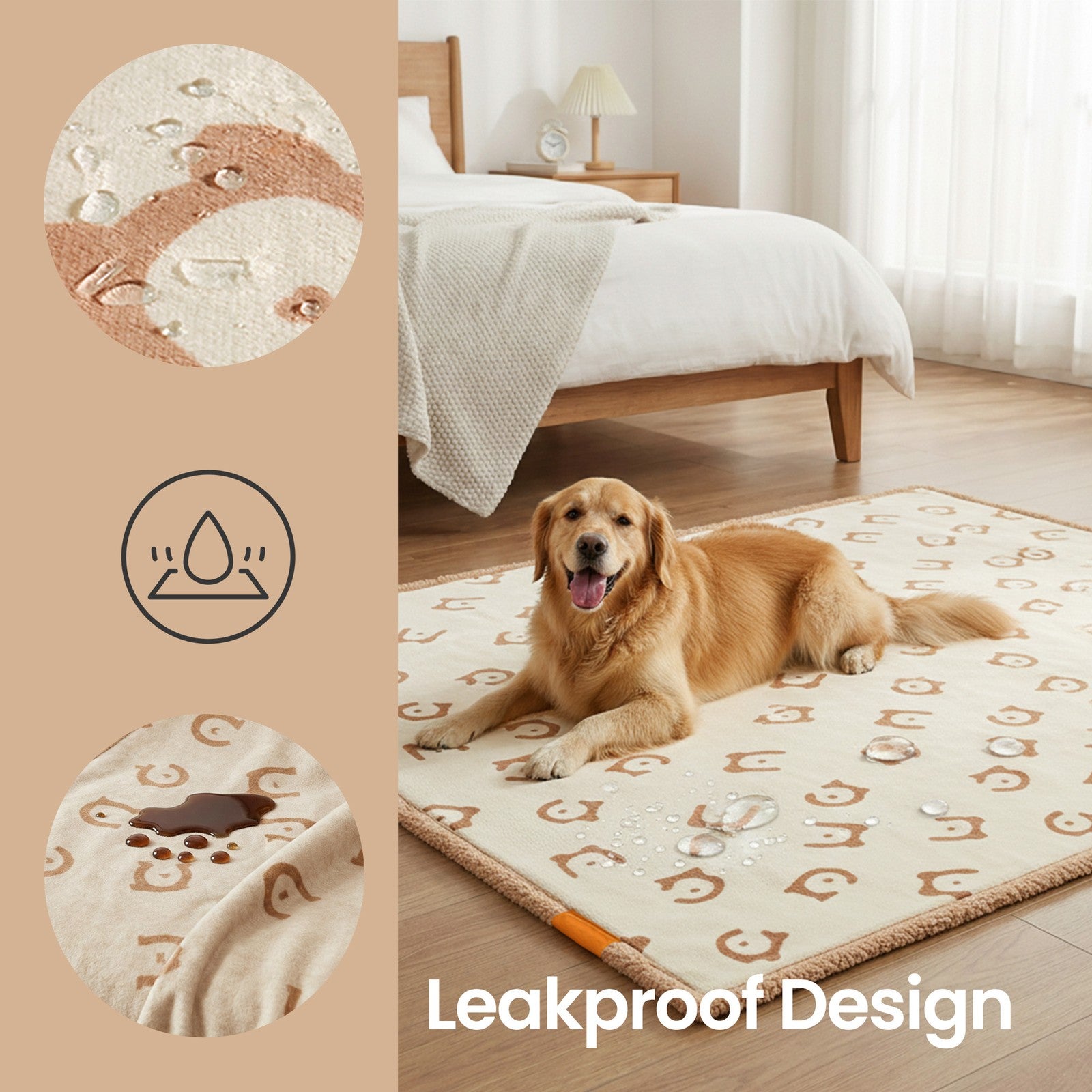 Waterproof Dog Blanket - Sherpa Fabric and TPU Film - Beige