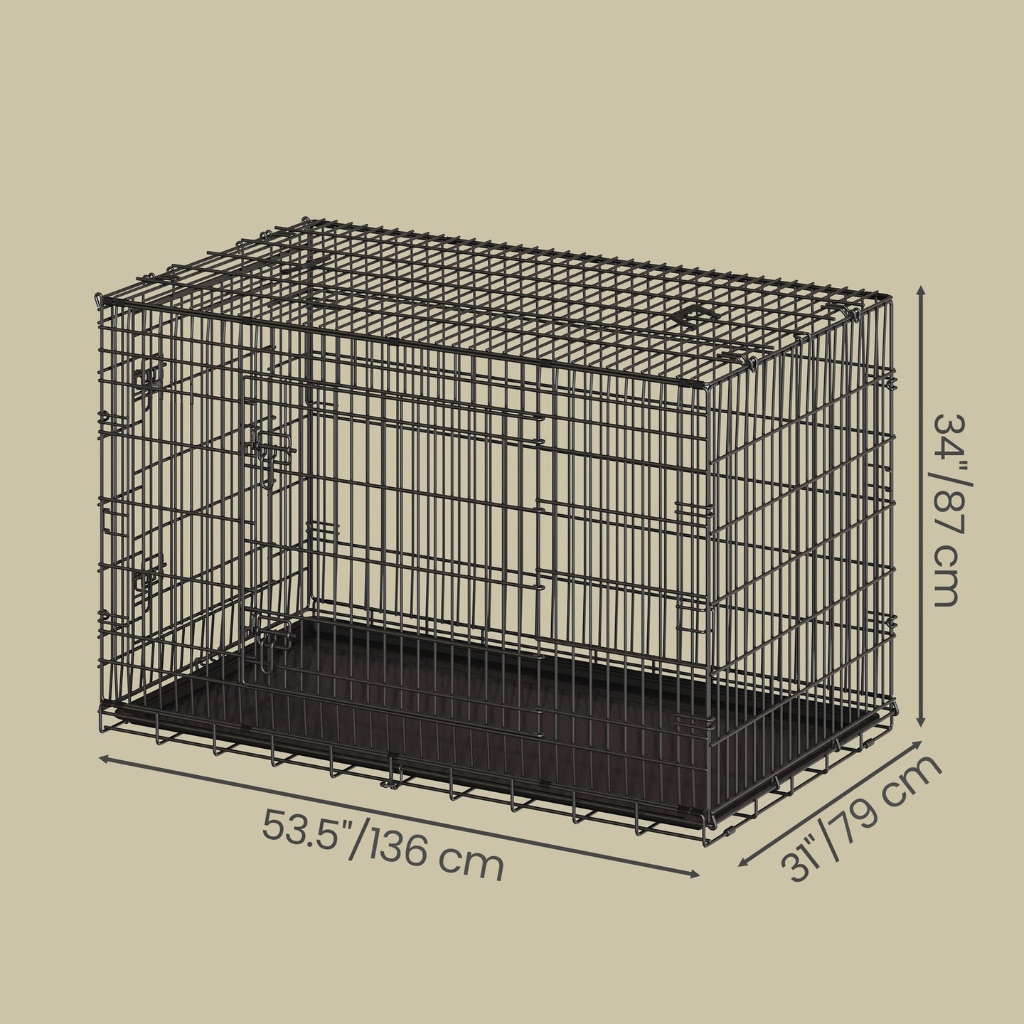 XXXL Large Pet Cage - Steel and Plastic - Black - with Removable Tray