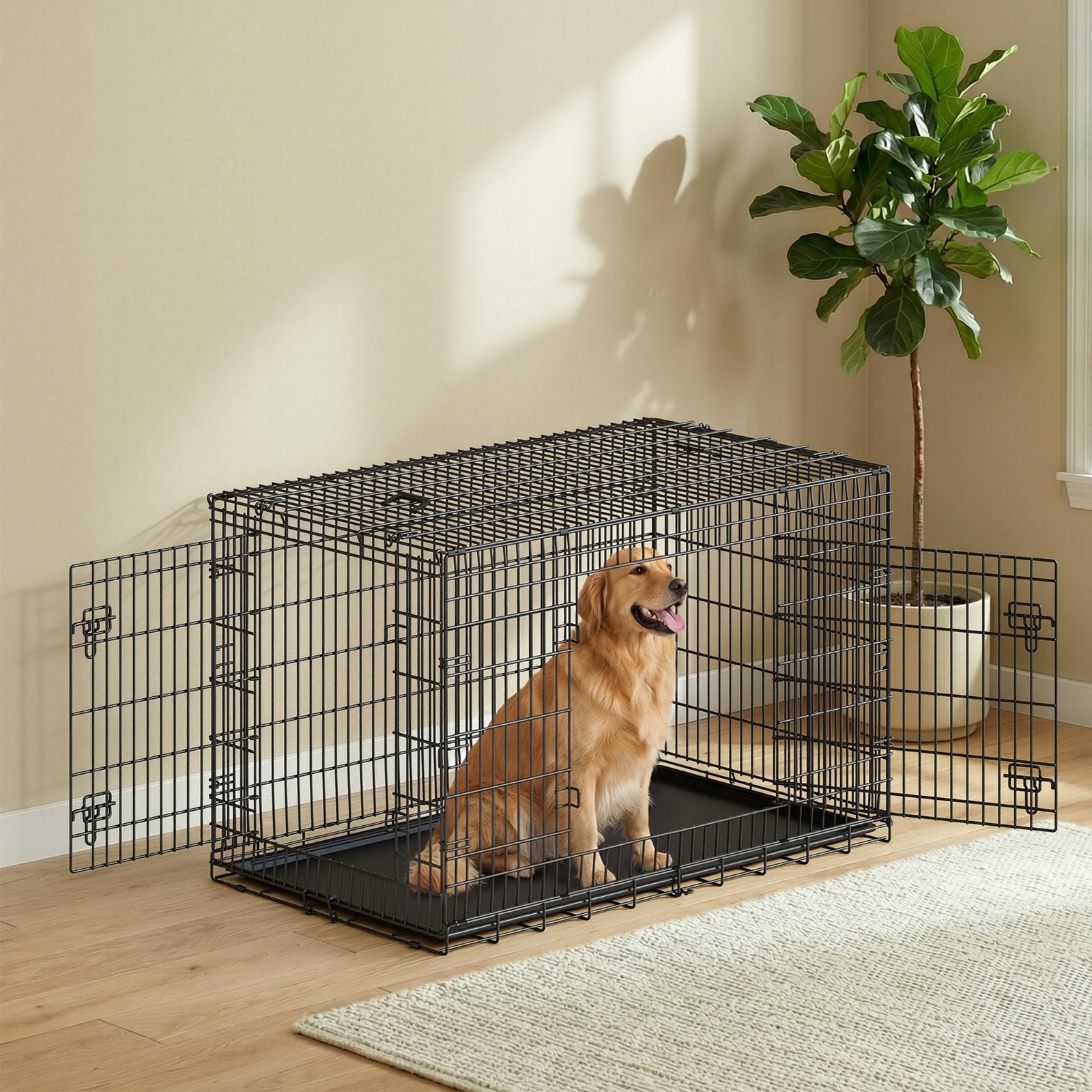XXXL Large Pet Cage - Steel and Plastic - Black - with Removable Tray
