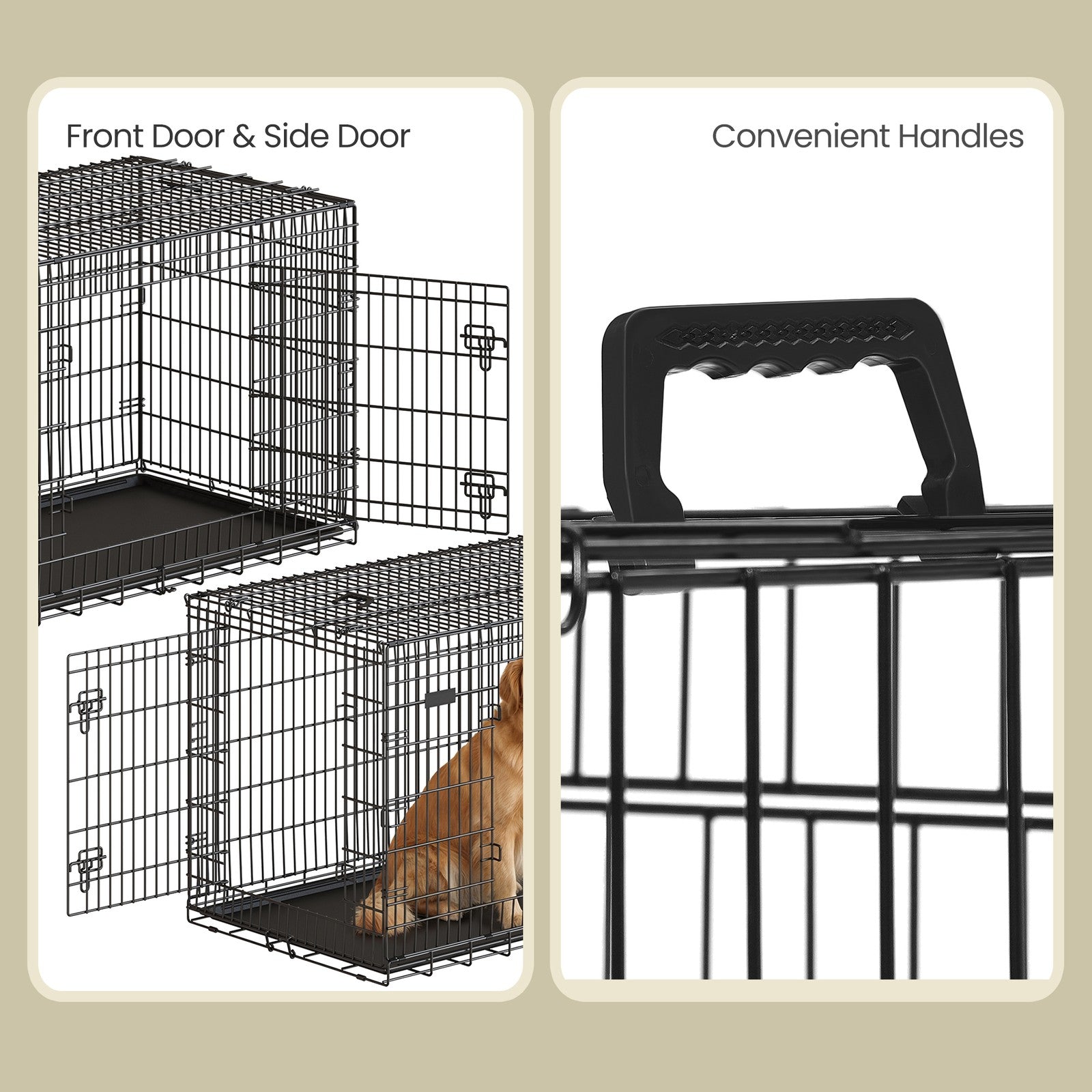 XXXL Large Pet Cage - Steel and Plastic - Black - with Removable Tray