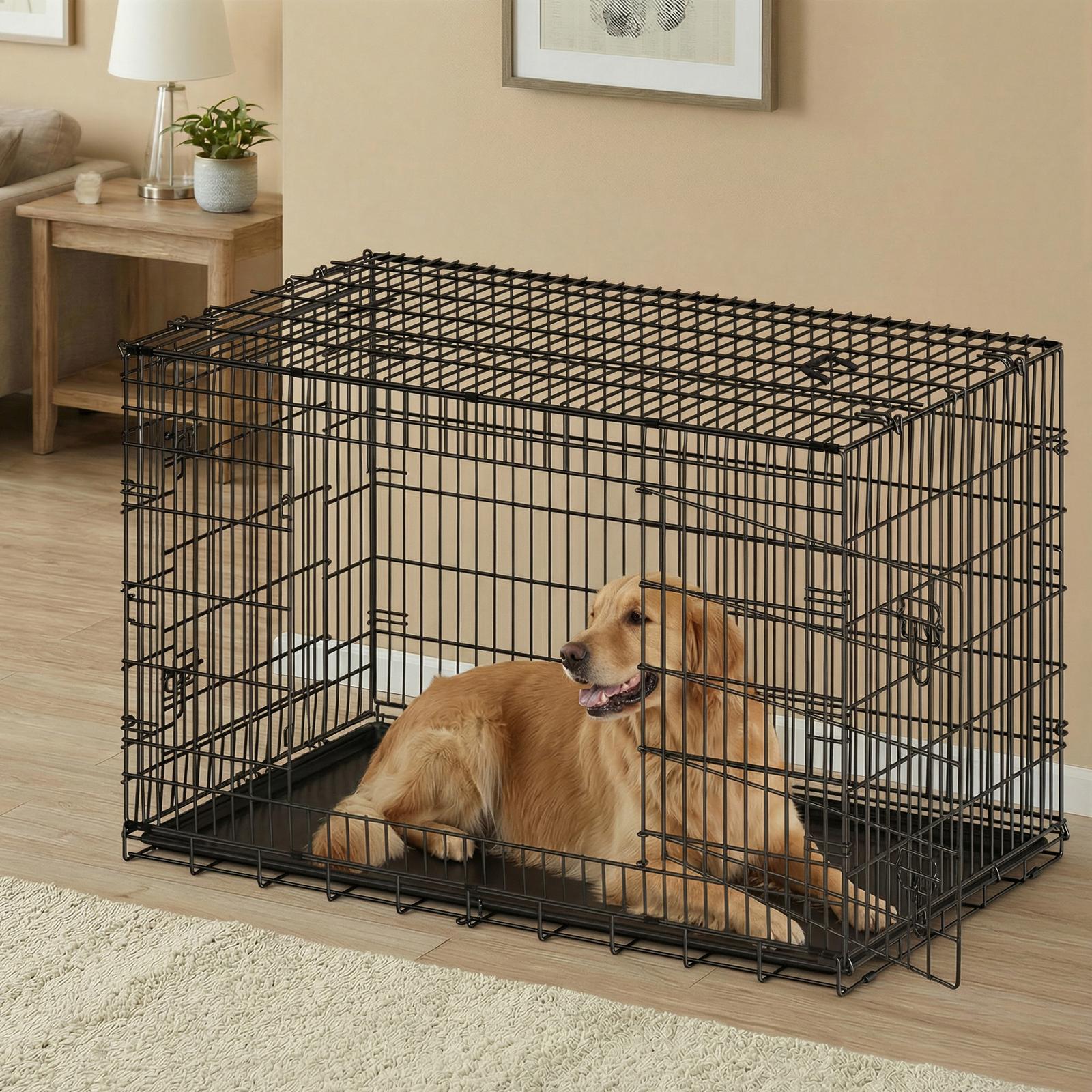 XXXL Large Pet Cage - Steel and Plastic - Black - with Removable Tray