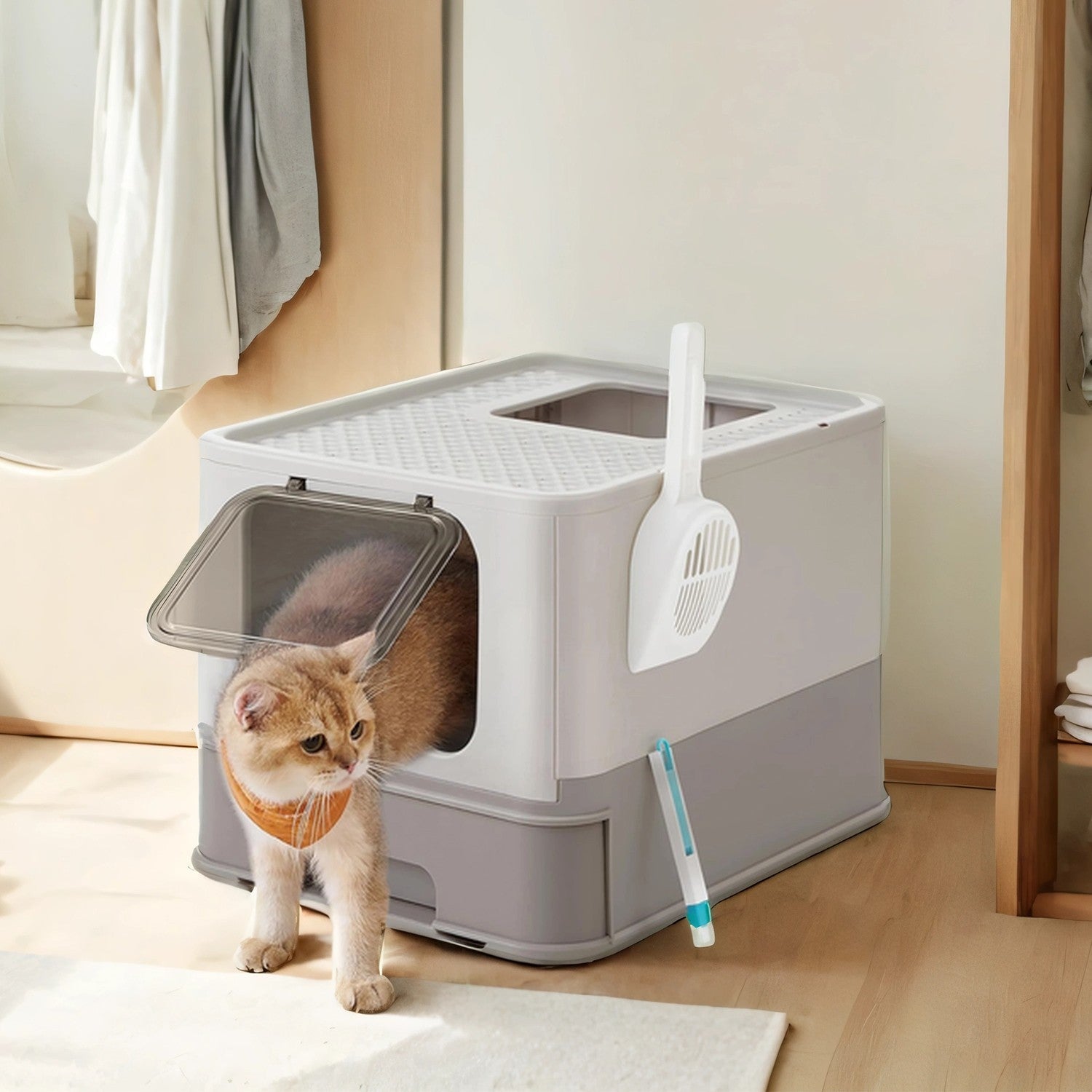 Enclosed Cat Litter Box - Plastic - Hooded