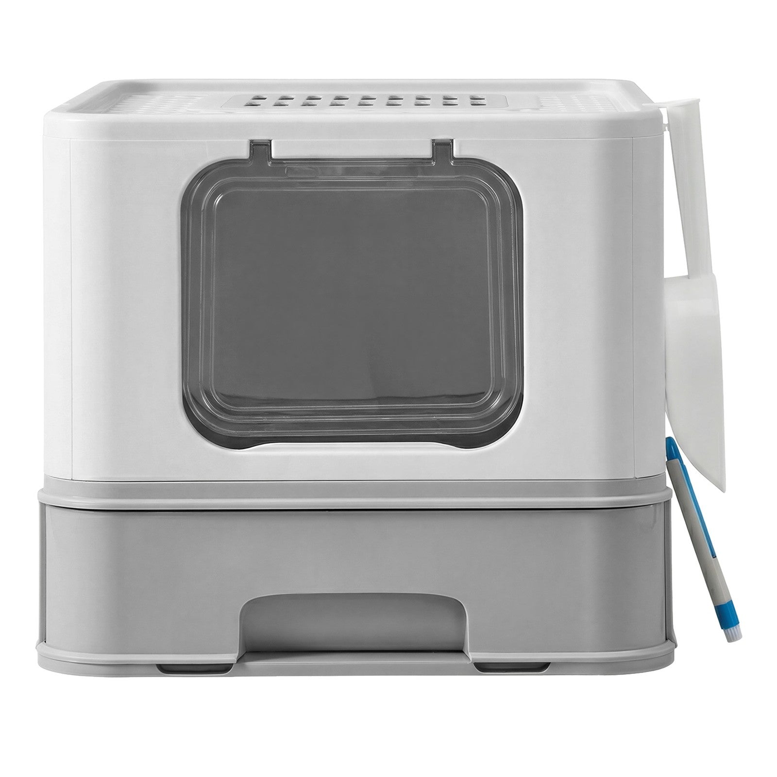 Enclosed Cat Litter Box - PP and PC - Light Grey - with Lid