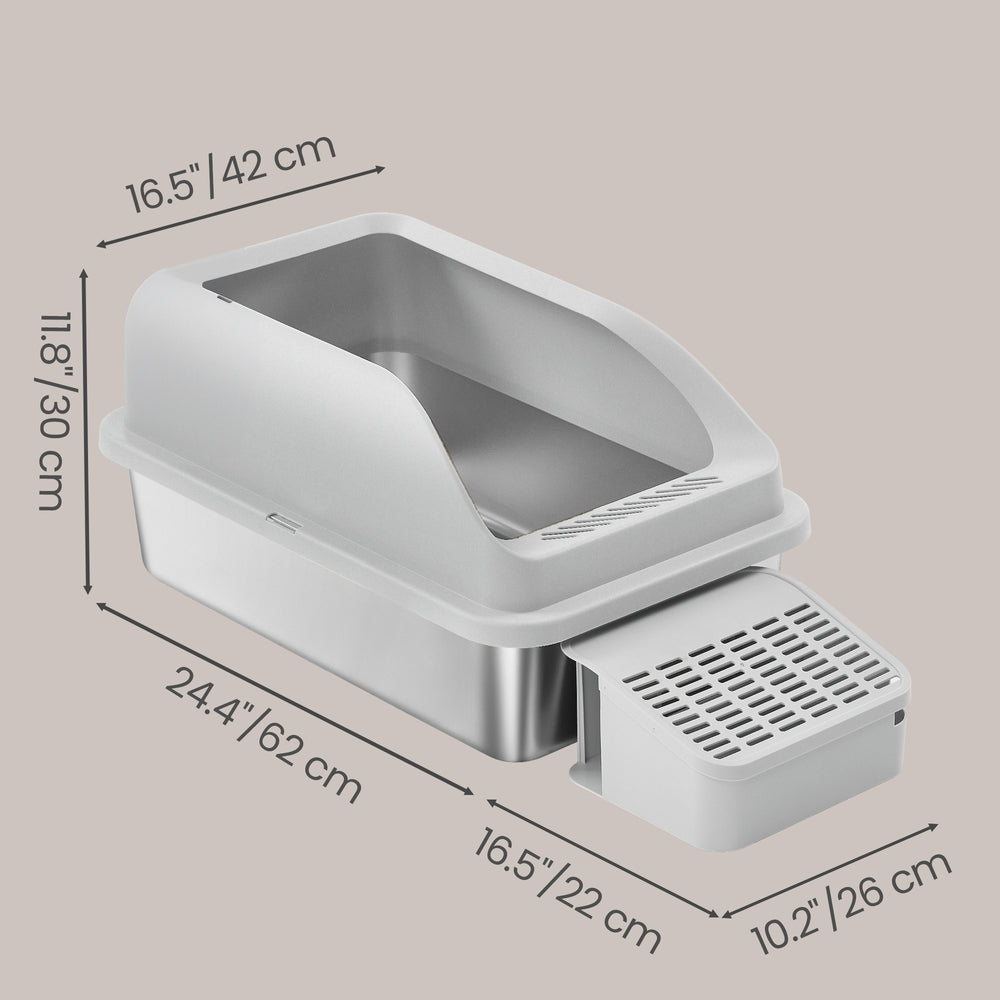 Stainless Steel Cat Litter Box - 60L - High Sided