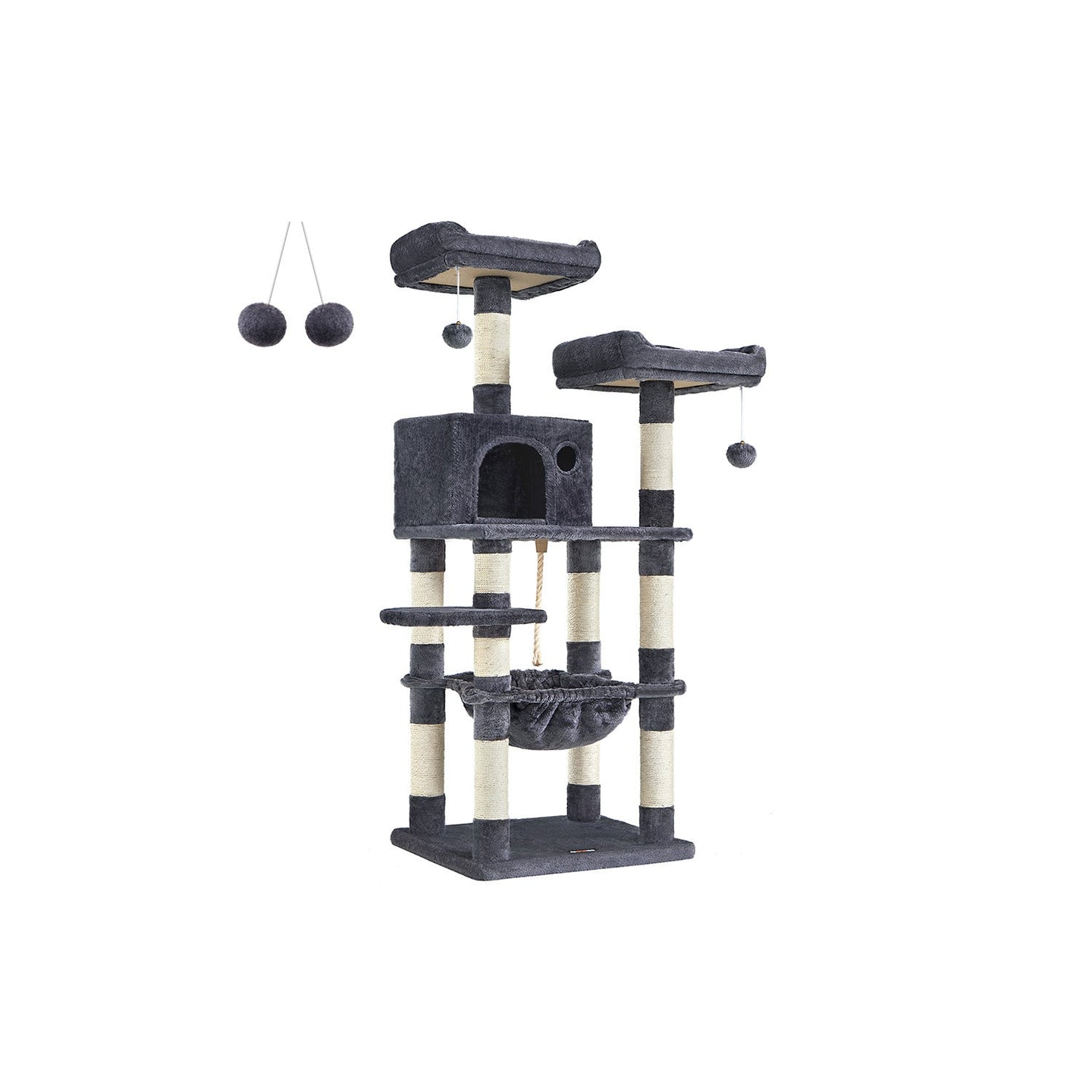 Cat Tree - Engineered Wood - Light Grey - Stable Design with Cat Cave
