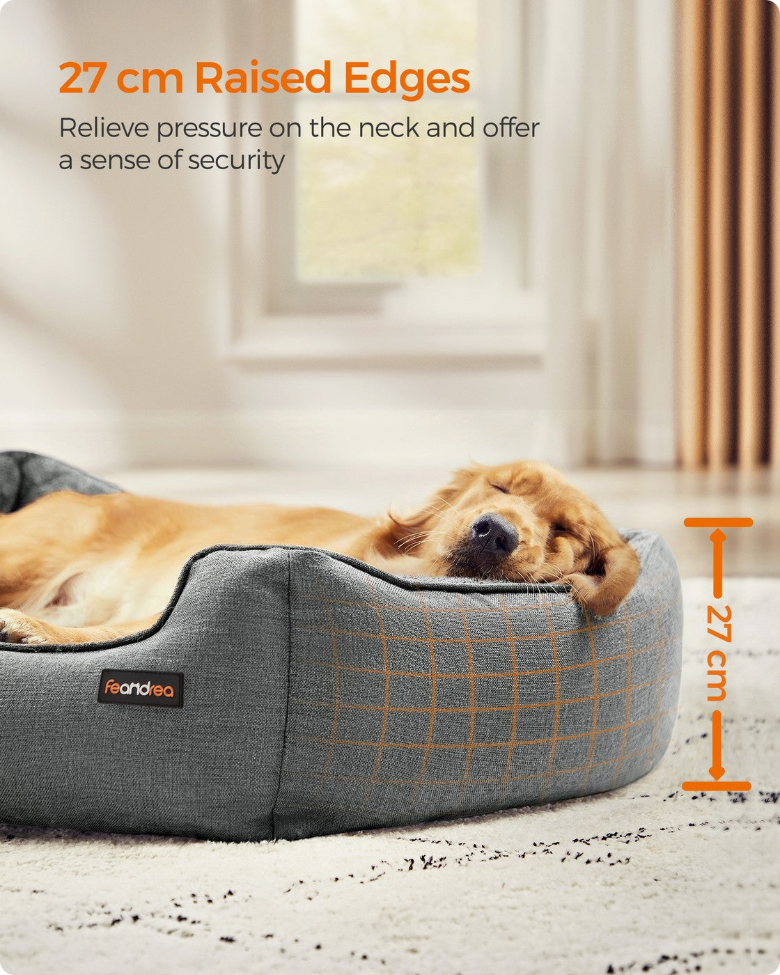 Dog Bed Linen-Look Pet Bed - Linen-Look Fabric and Plush - Dove Grey
