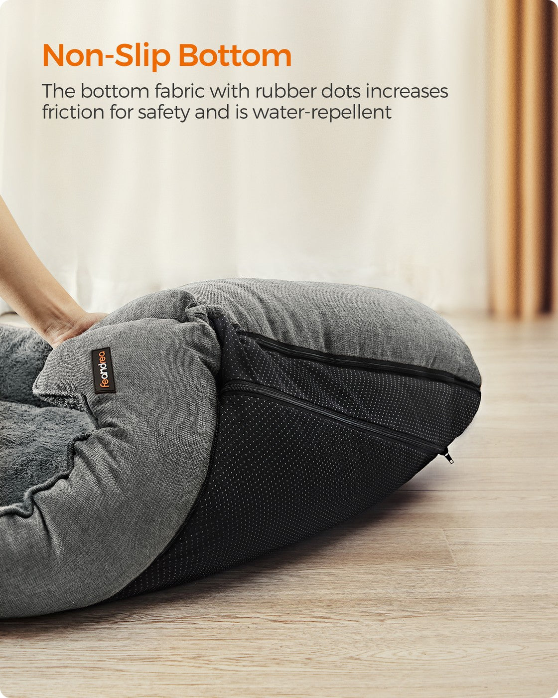Dog Bed Linen-Look Pet Bed - Linen-Look Fabric and Plush - Dove Grey