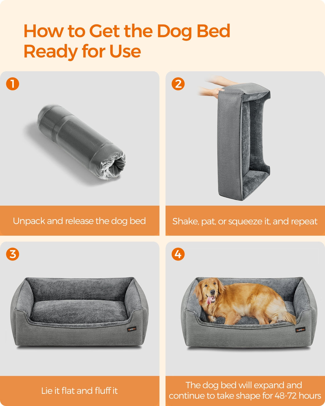 Dog Bed Linen-Look Pet Bed - Linen-Look Fabric and Plush - Dove Grey