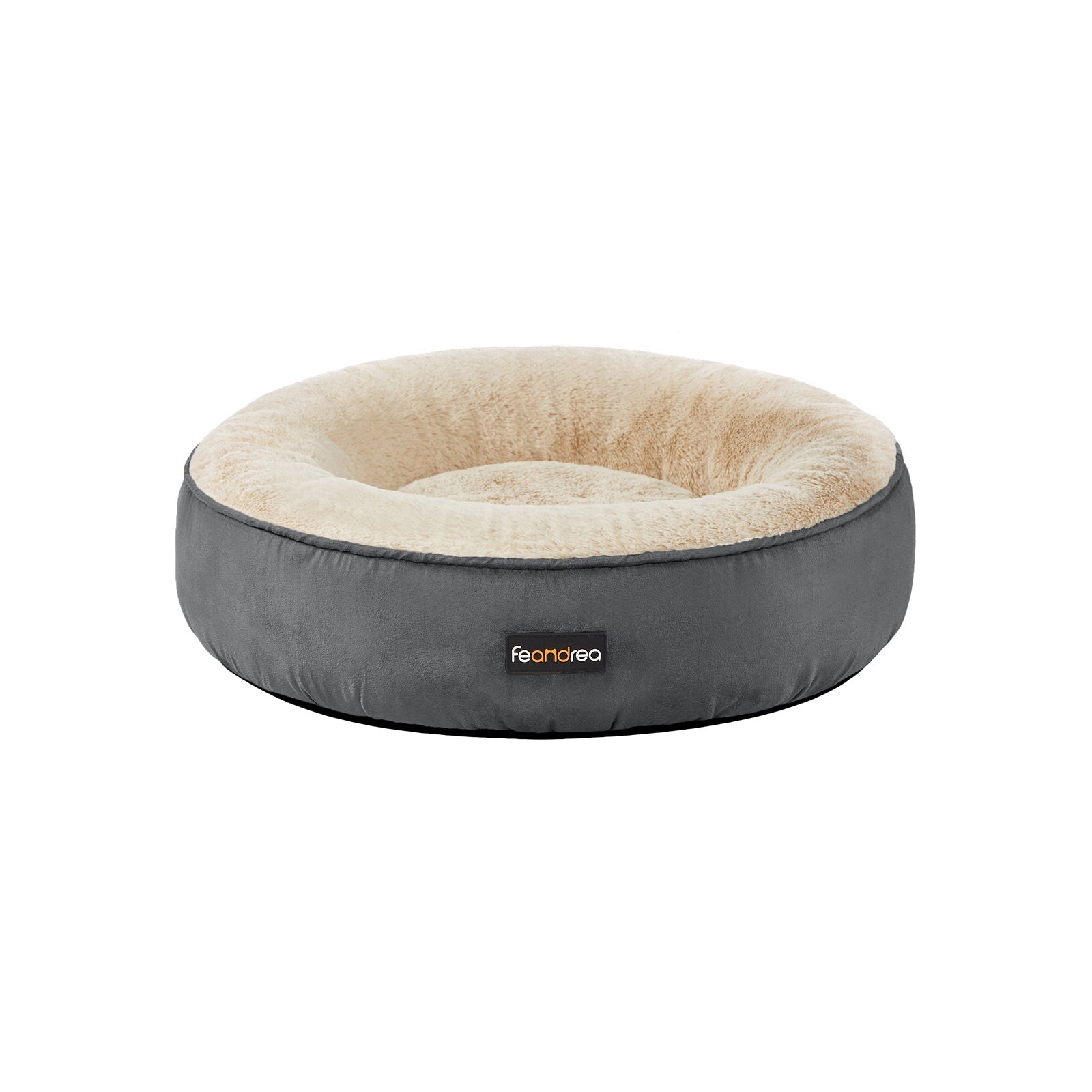 Round Dog Bed - Fabric - Dark Grey - Washable Cover