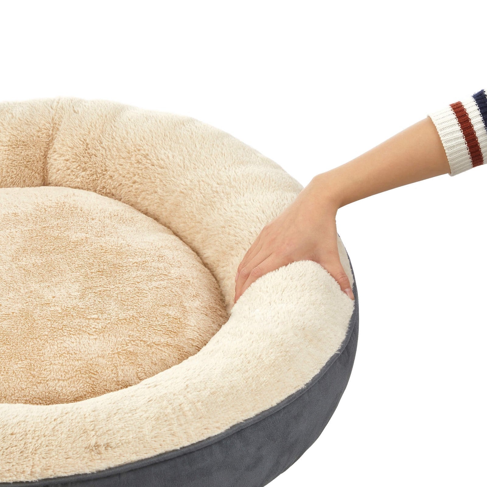 Round Dog Bed - Fabric - Dark Grey - Washable Cover