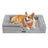 Orthopedic Dog Bed for Large Dogs - PV Plush with Rose Pattern and Velvet - Dove Grey