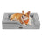 Orthopedic Dog Bed for Large Dogs - PV Plush with Rose Pattern and Velvet - Dove Grey