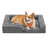 Orthopedic Dog Bed for Large Dogs - PV Plush with Rose Pattern and Velvet - Slate Grey