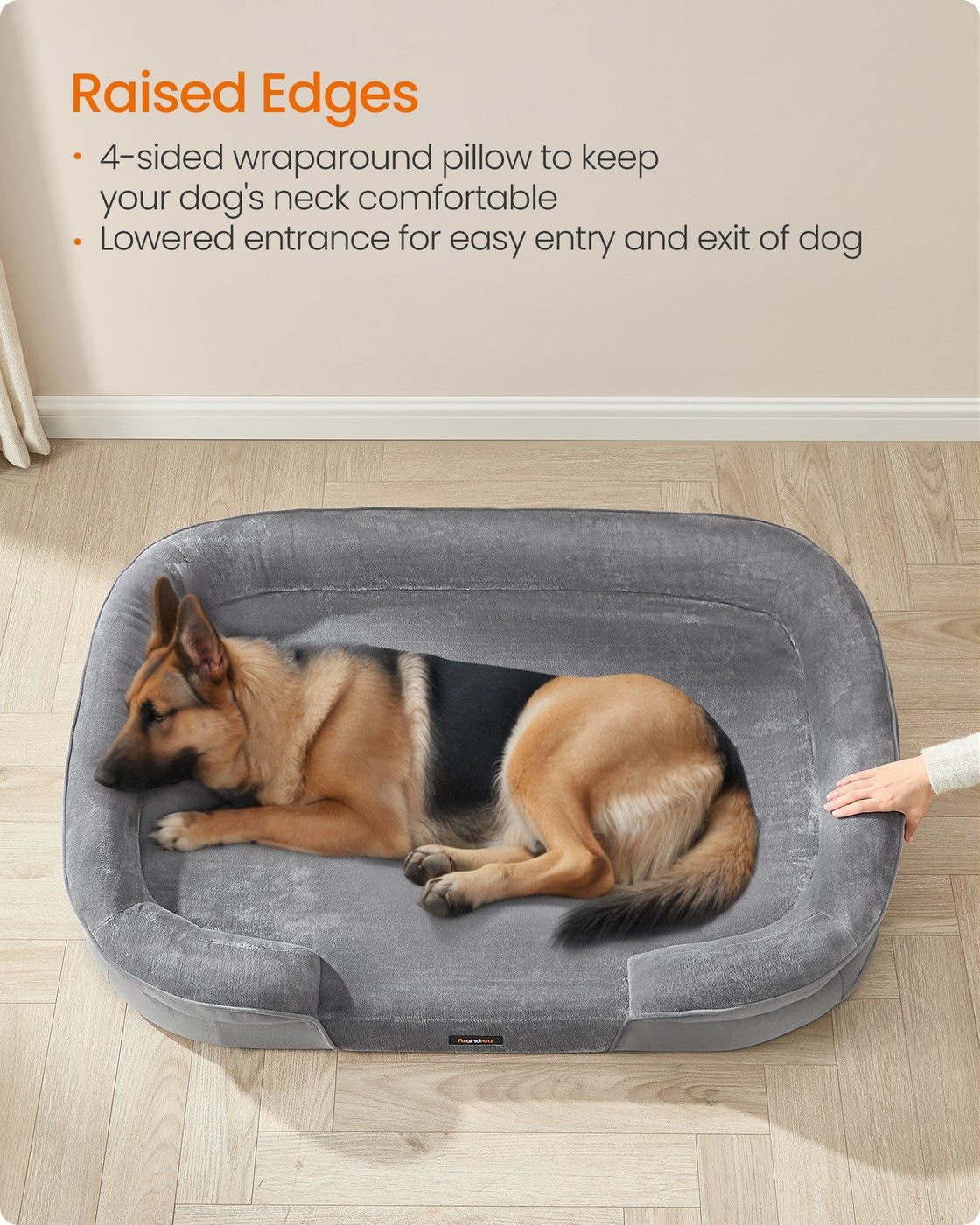 Dog Bed Extra Large Orthopaedic Dog Sofa Bed - Flannel and Velvet - Light Grey