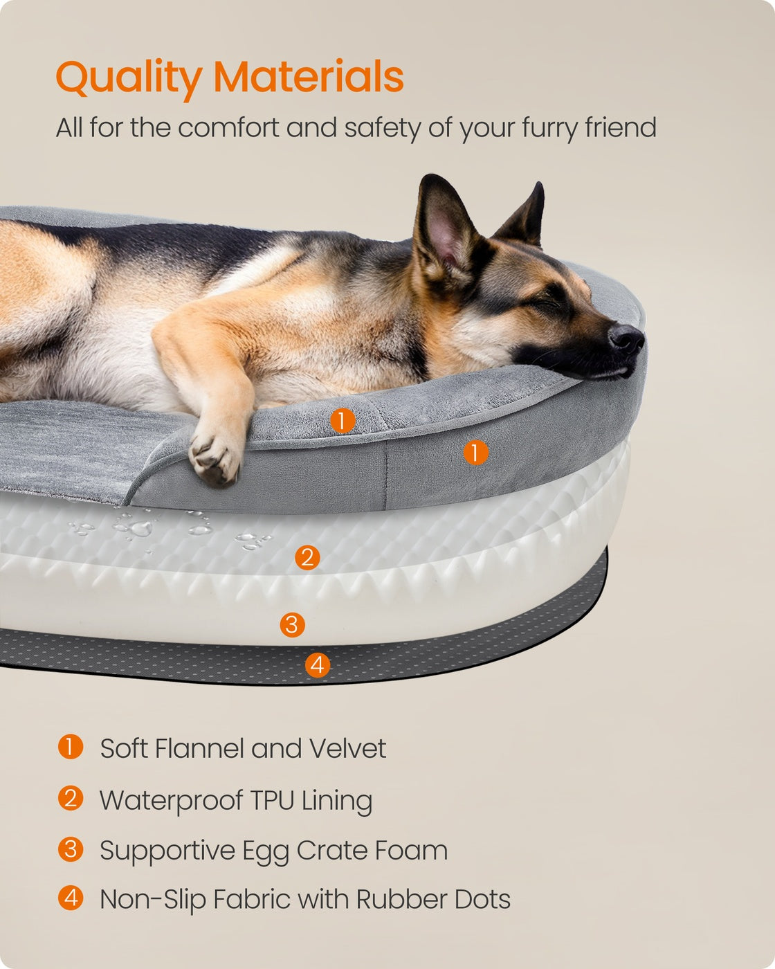 Dog Bed Extra Large Orthopaedic Dog Sofa Bed - Flannel and Velvet - Light Grey