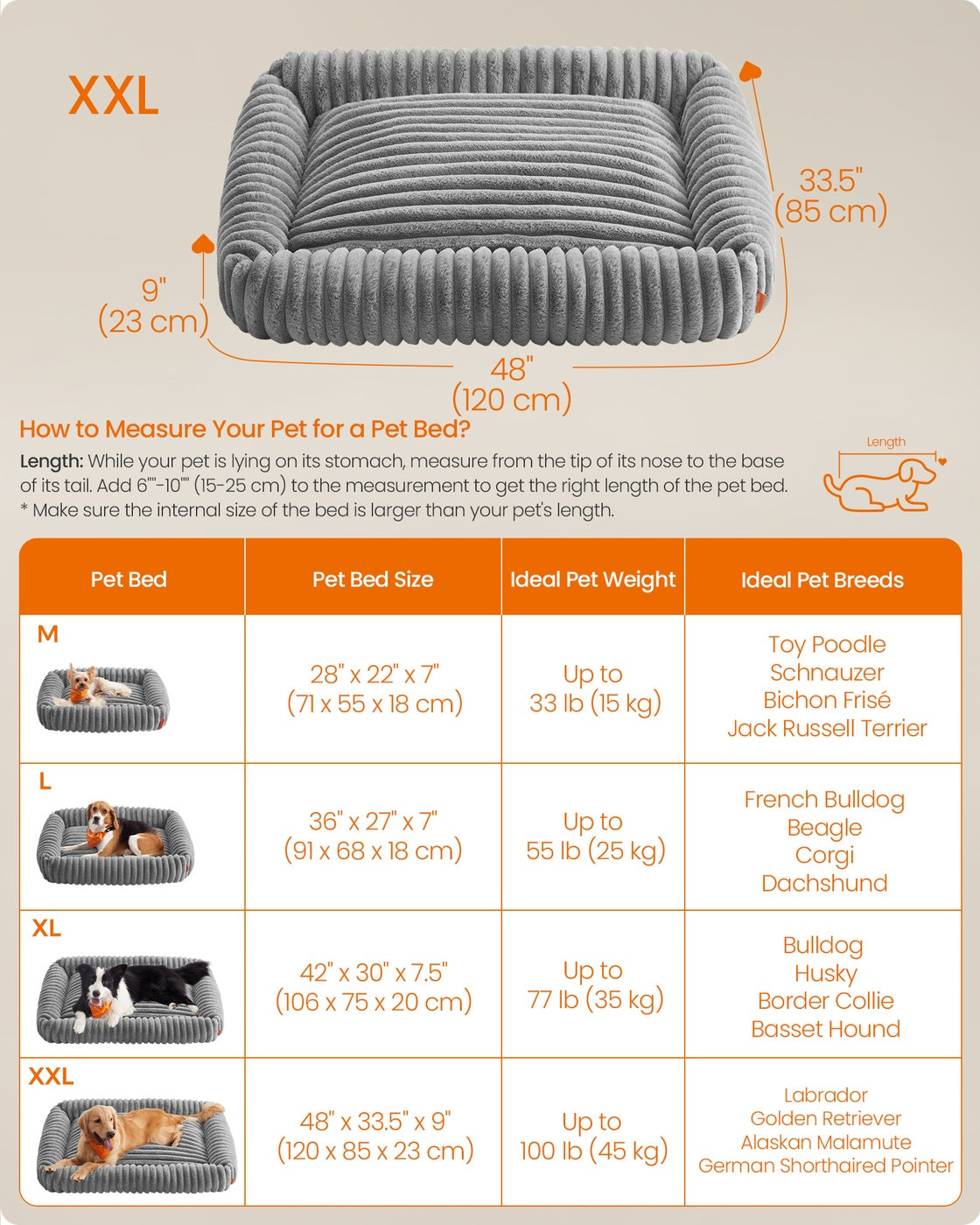 Extra Large Dog Sofa Bed Soft Padding - Ribbed Faux Rabbit Fur and PP Filling - Dove Grey