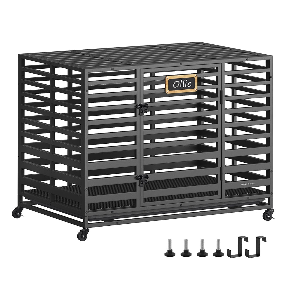 Heavy-Duty Dog Crate Cage for Large Dogs - Steel - Ink Black