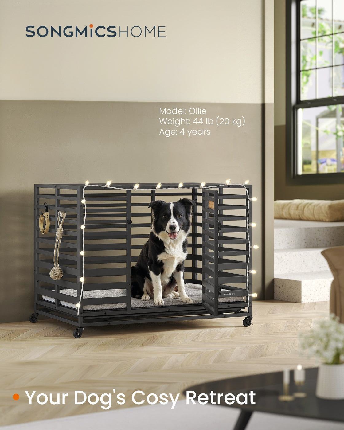 Heavy-Duty Dog Crate Cage for Large Dogs - Steel - Ink Black