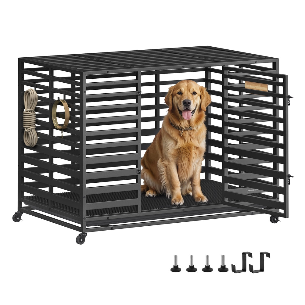 Heavy-Duty Dog Crate Cage for Large Dogs - Steel - Ink Black