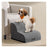 2-Step Dog Stairs Corduroy Dog Steps for Bed - Faux Suede Fabric and Corduroy - Slate Grey