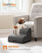 2-Step Dog Stairs Corduroy Dog Steps for Bed - Faux Suede Fabric and Corduroy - Slate Grey