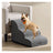 3-Step Dog Stairs Dog Steps for Bed - Faux Suede Fabric and Corduroy - Slate Grey