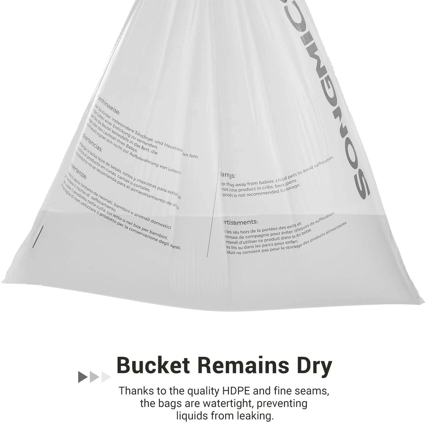 Drawstring Bin Liners - 30L Capacity - Durable Plastic - White - 90 Pieces in 2 Rolls