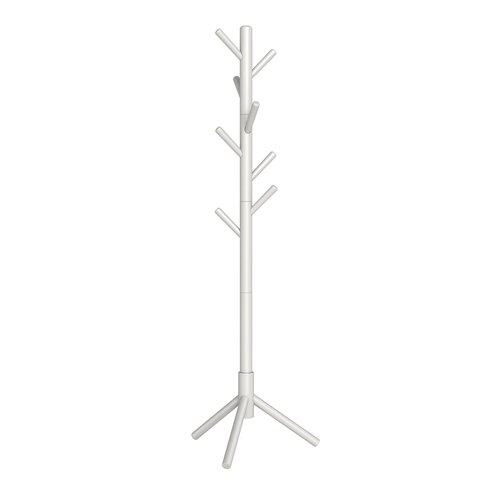 Wooden Hall Tree - Solid Wood - Beige - with 8 Hooks