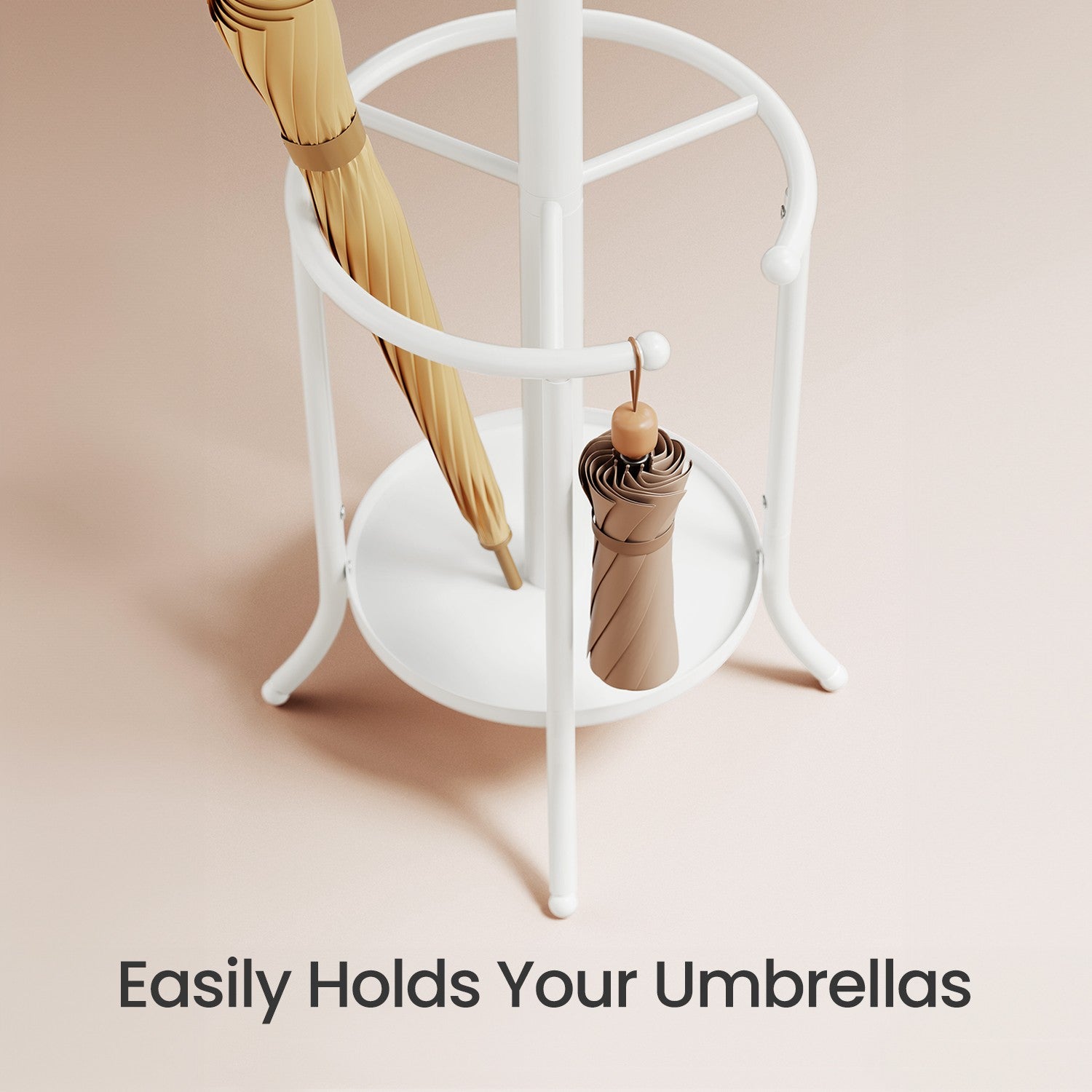 Freestanding Coat Rack - Metal - Black - 12 Hooks with Umbrella Holder
