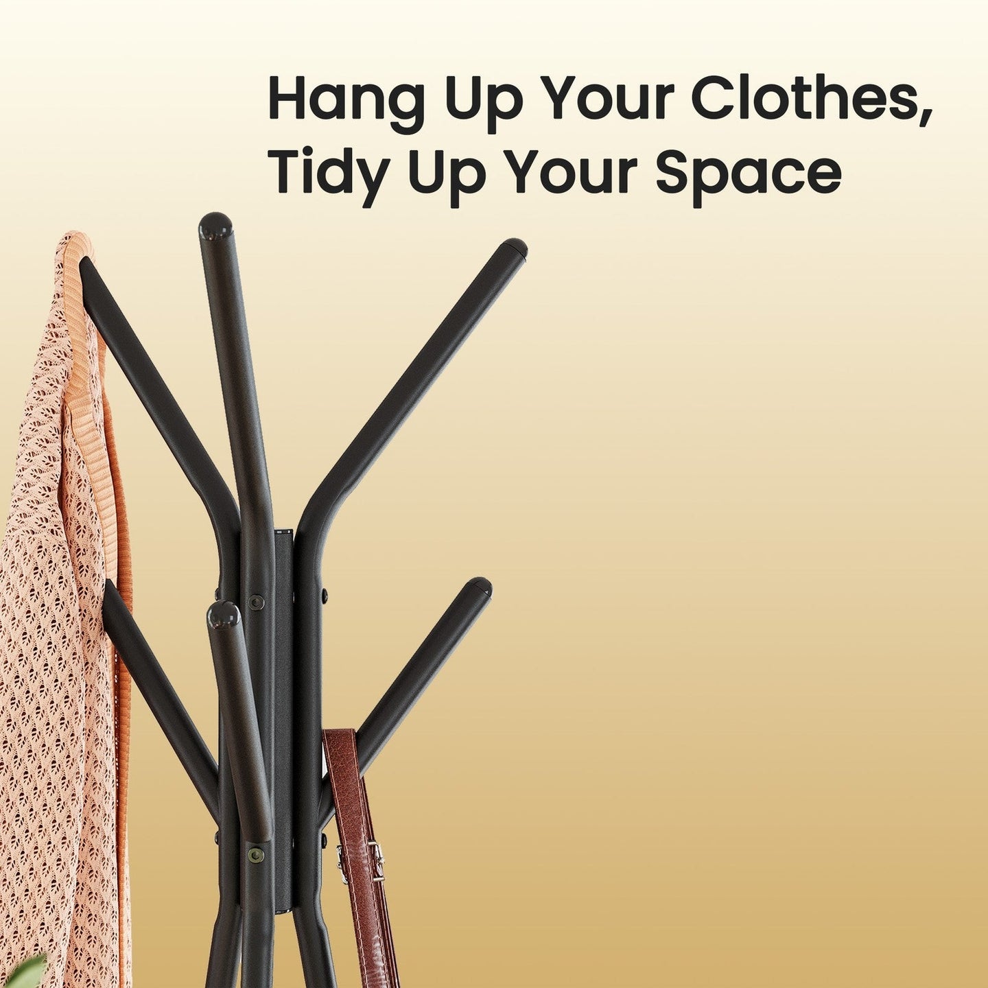 Freestanding Coat Rack - Wood - Greige and Black