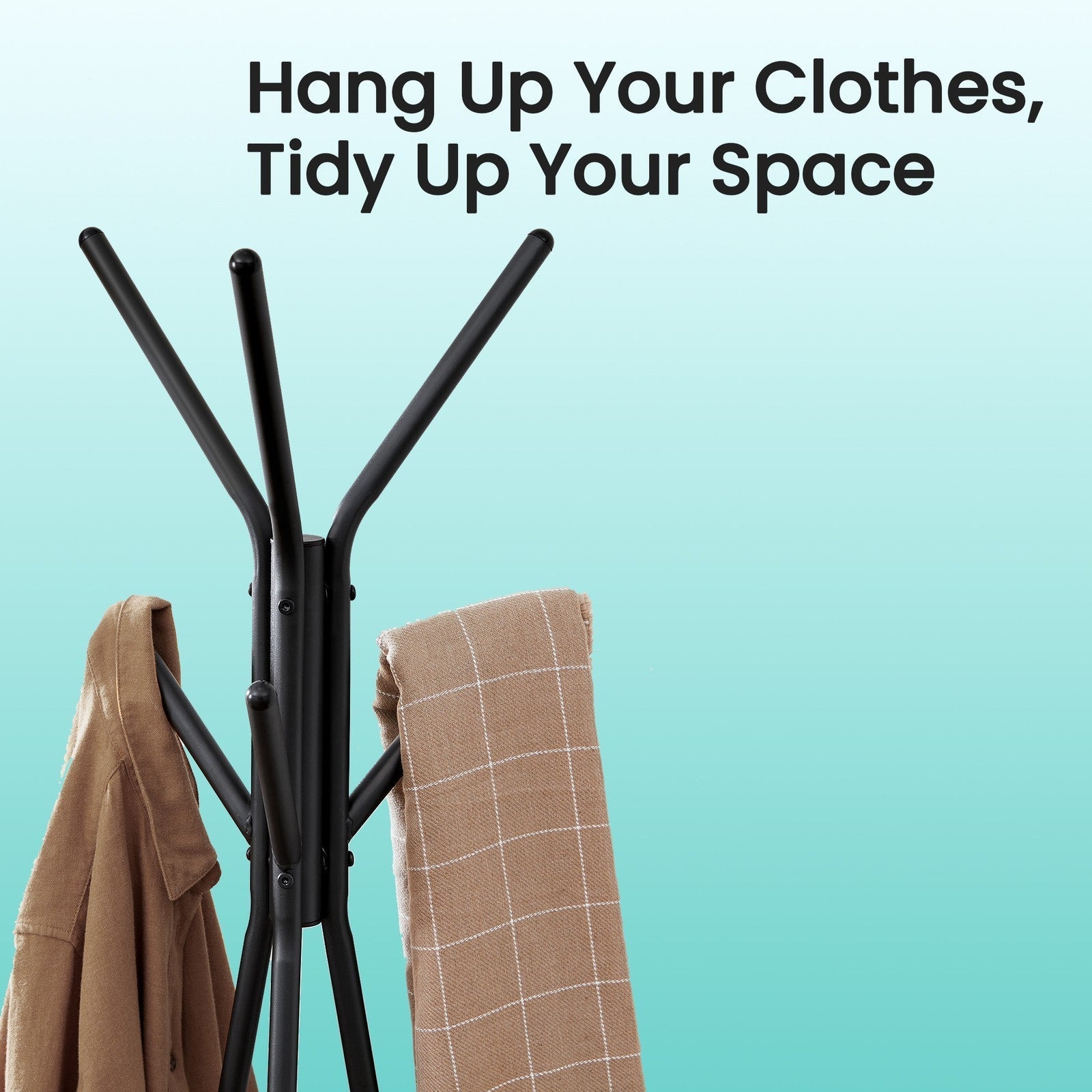 Freestanding Coat Rack - Wood - Greige and Black