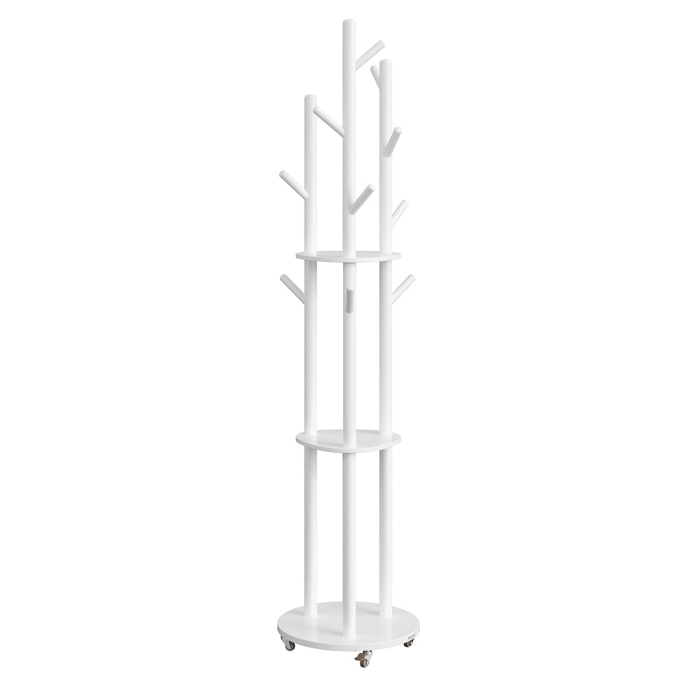 Entryway Hall Tree - 15.7"Dia. - Rubberwood - 11 Hooks