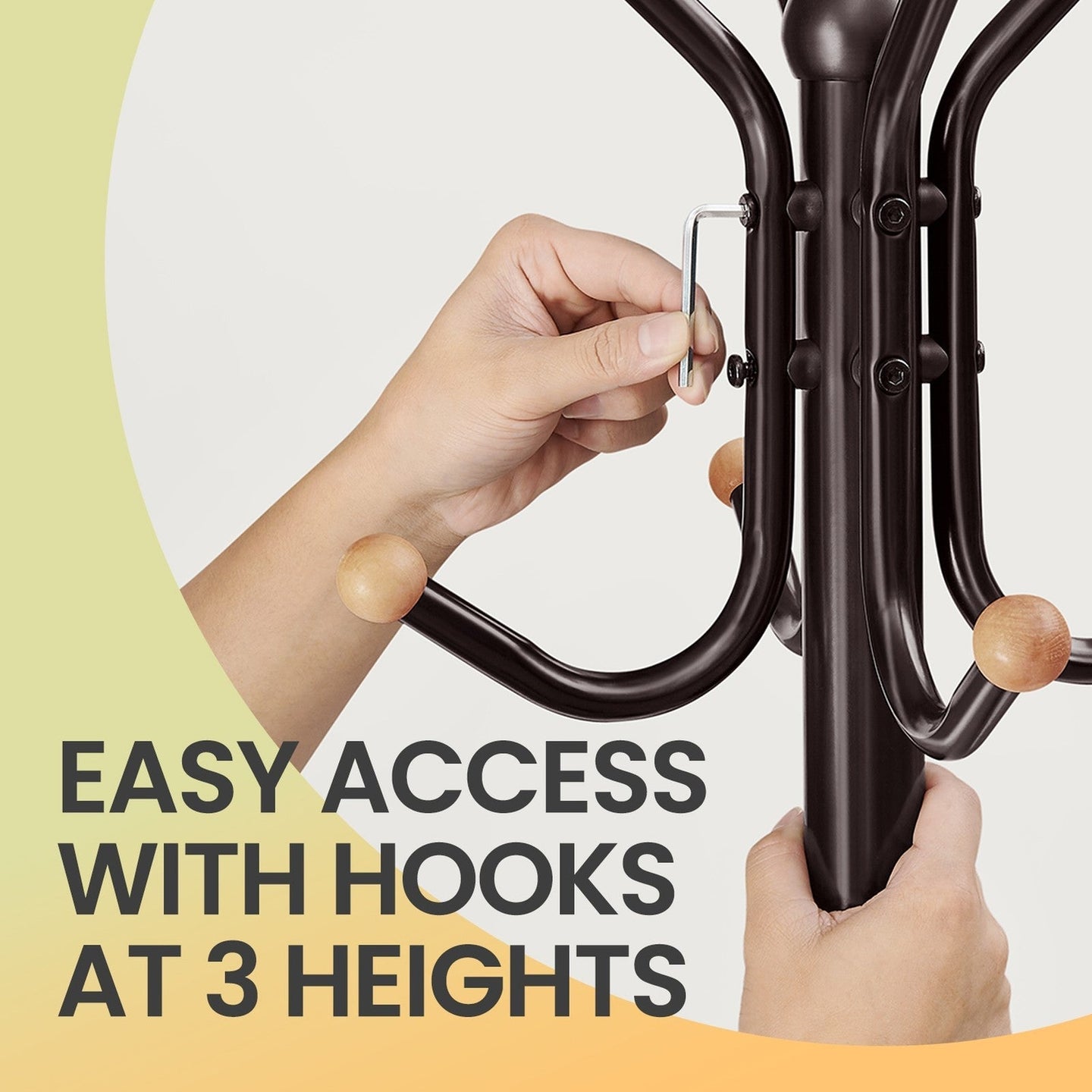 Coat Stand - 12 Hooks, 4 Legs - Metal - Black