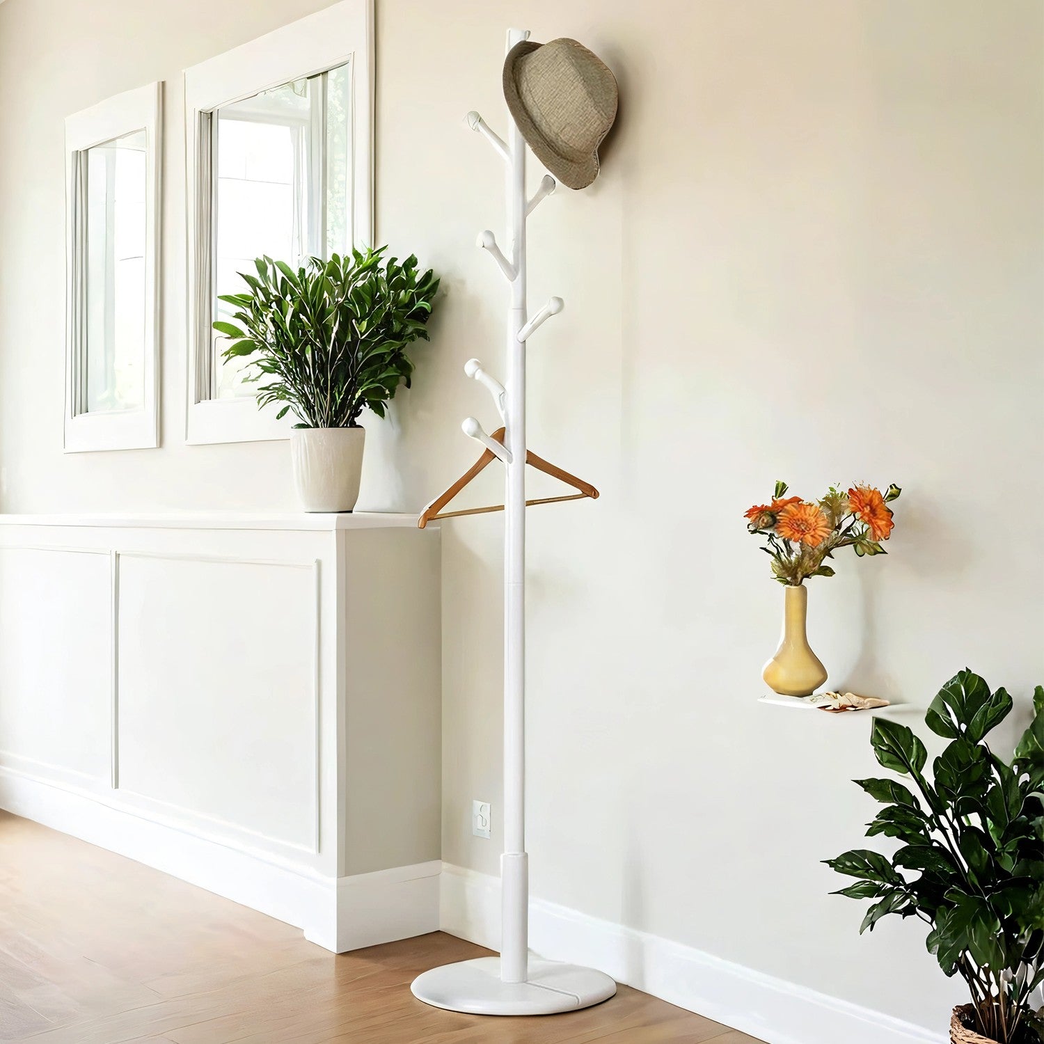 Solid Wood Coat Rack - White - Free Standing