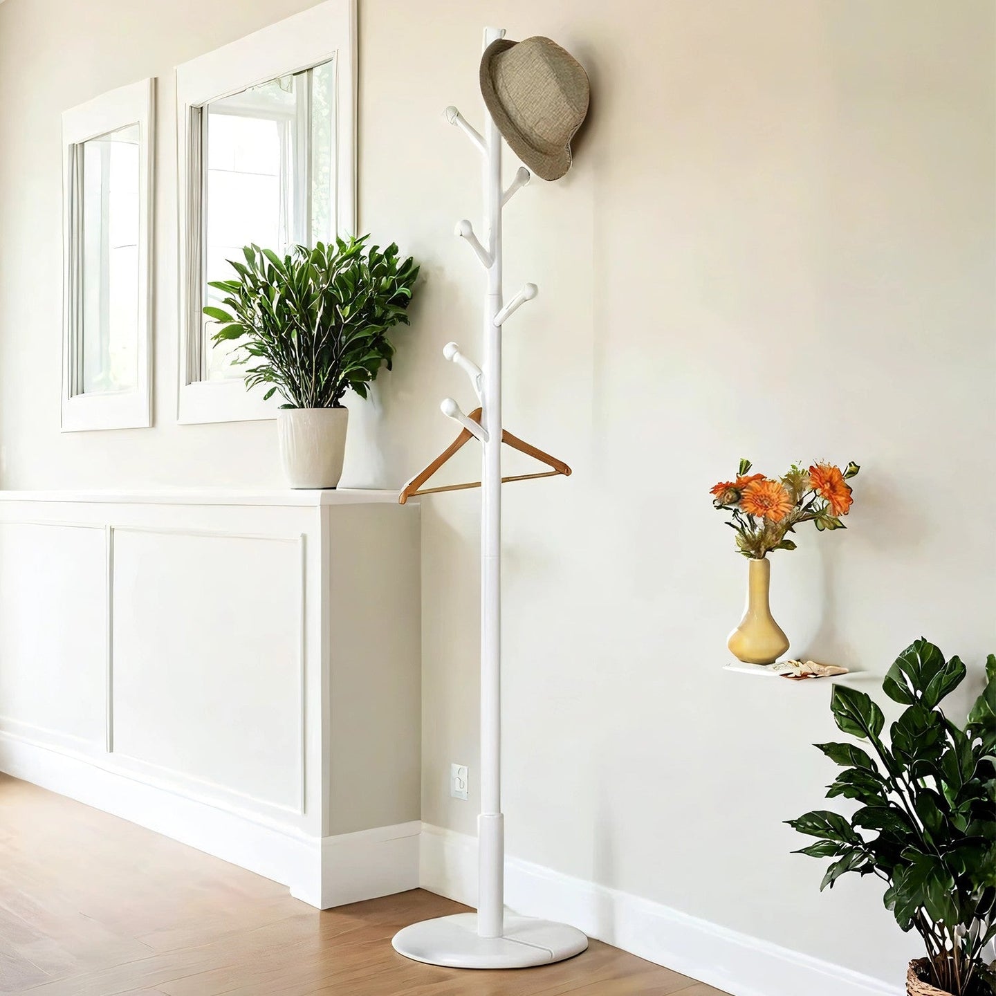 Solid Wood Coat Rack - White - Free Standing