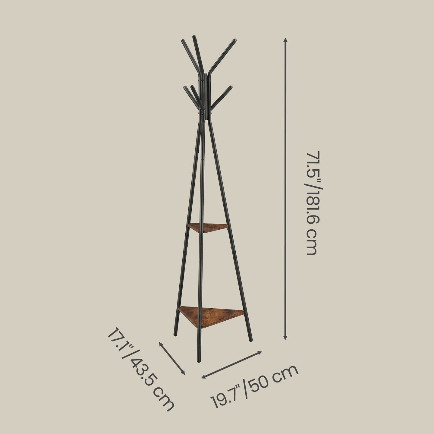 Industrial Coat Rack - 70.5" - Metal - 6 Hooks