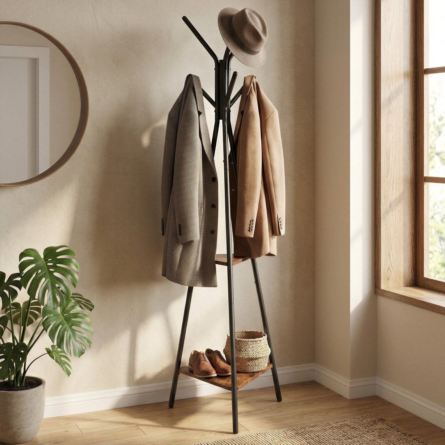 Industrial Coat Rack - 70.5" - Metal - 6 Hooks