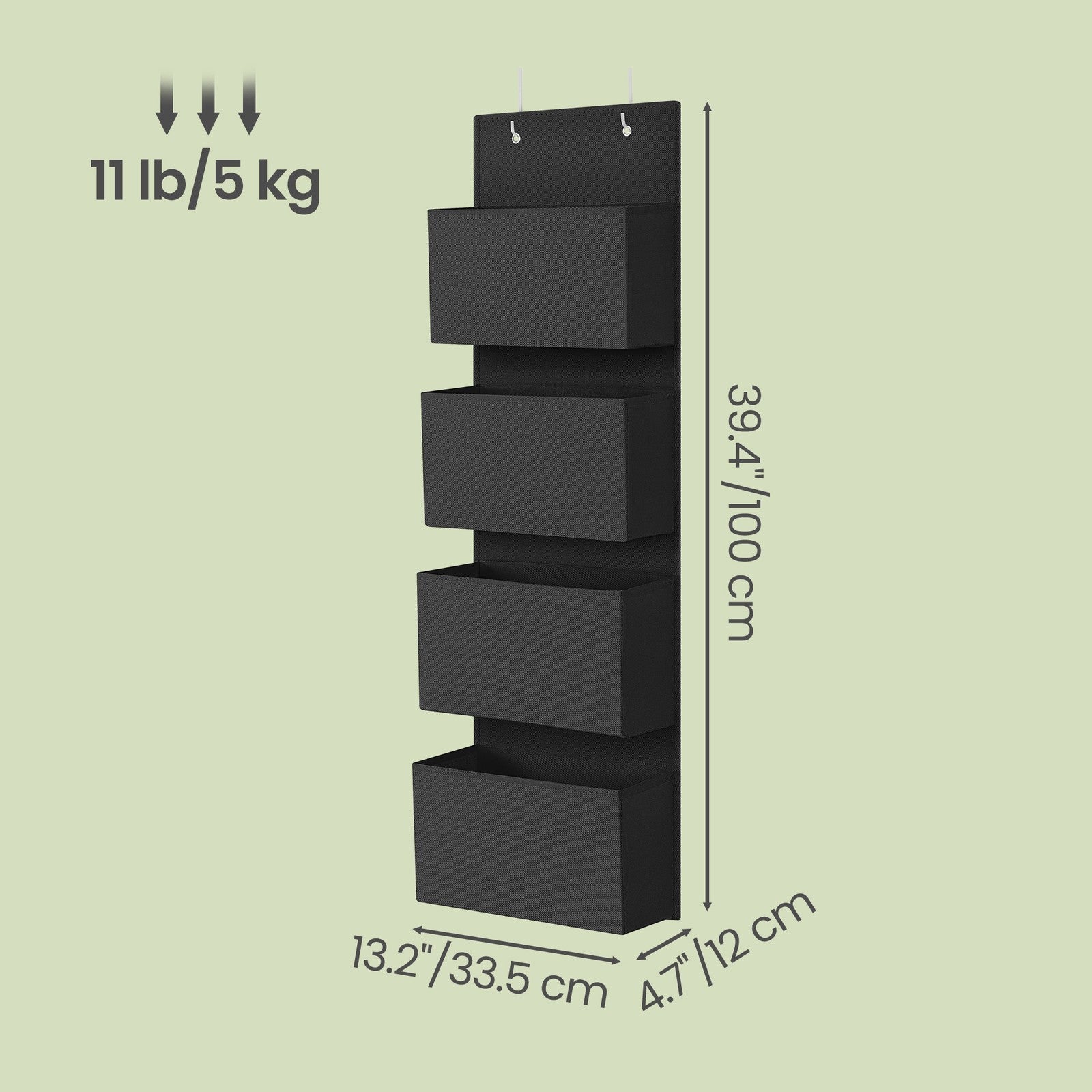 Hanging Door Organiser - 4 Pockets - Non-Woven Fabric - Easy Access Storage