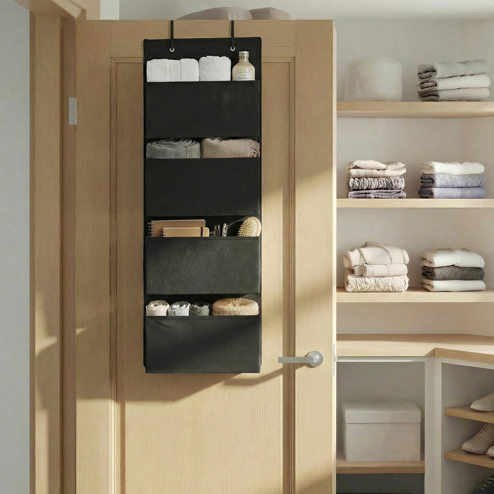 Hanging Door Organiser - 4 Pockets - Non-Woven Fabric - Easy Access Storage