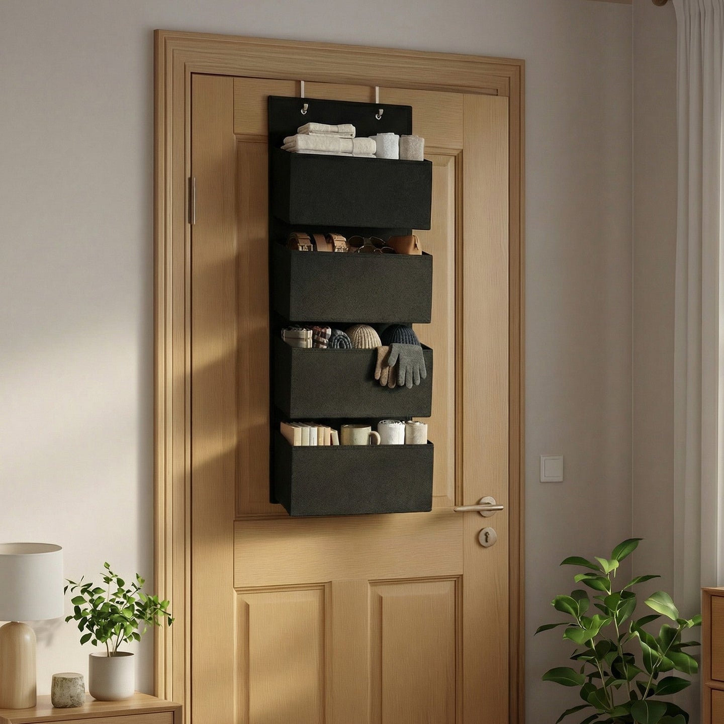 Hanging Door Organiser - 4 Pockets - Non-Woven Fabric - Easy Access Storage