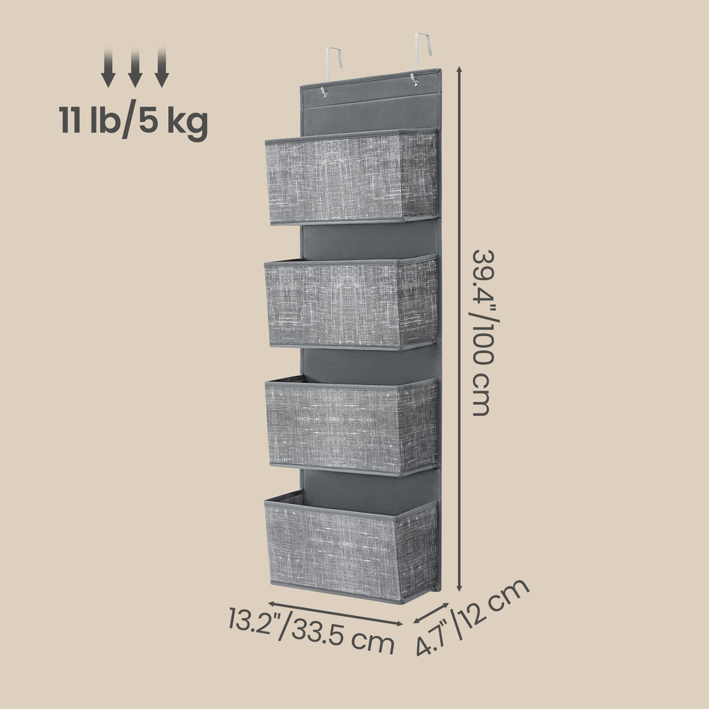 Hanging Door Organiser - 4 Pockets - Non-Woven Fabric - Reinforced Panels